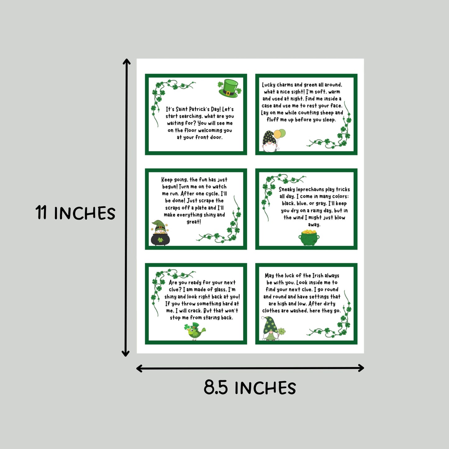 St Patricks Day Scavenger Hunt Printable, St. Patrick's Day Treasure Hunt Clues, Leprechaun Hunt, Party Game, Indoor Activity for Kids