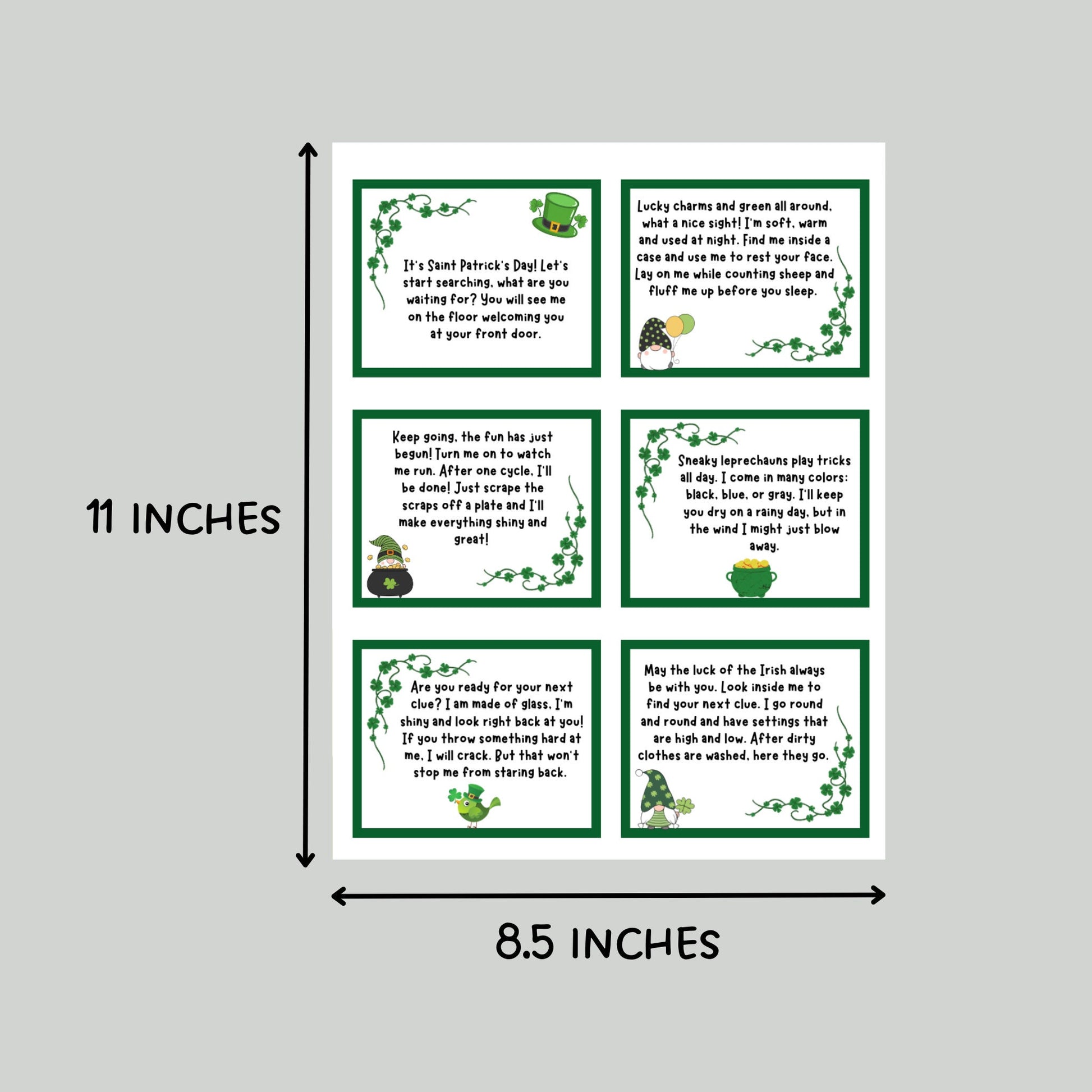 St Patricks Day Scavenger Hunt Printable, St. Patrick's Day Treasure Hunt Clues, Leprechaun Hunt, Party Game, Indoor Activity for Kids