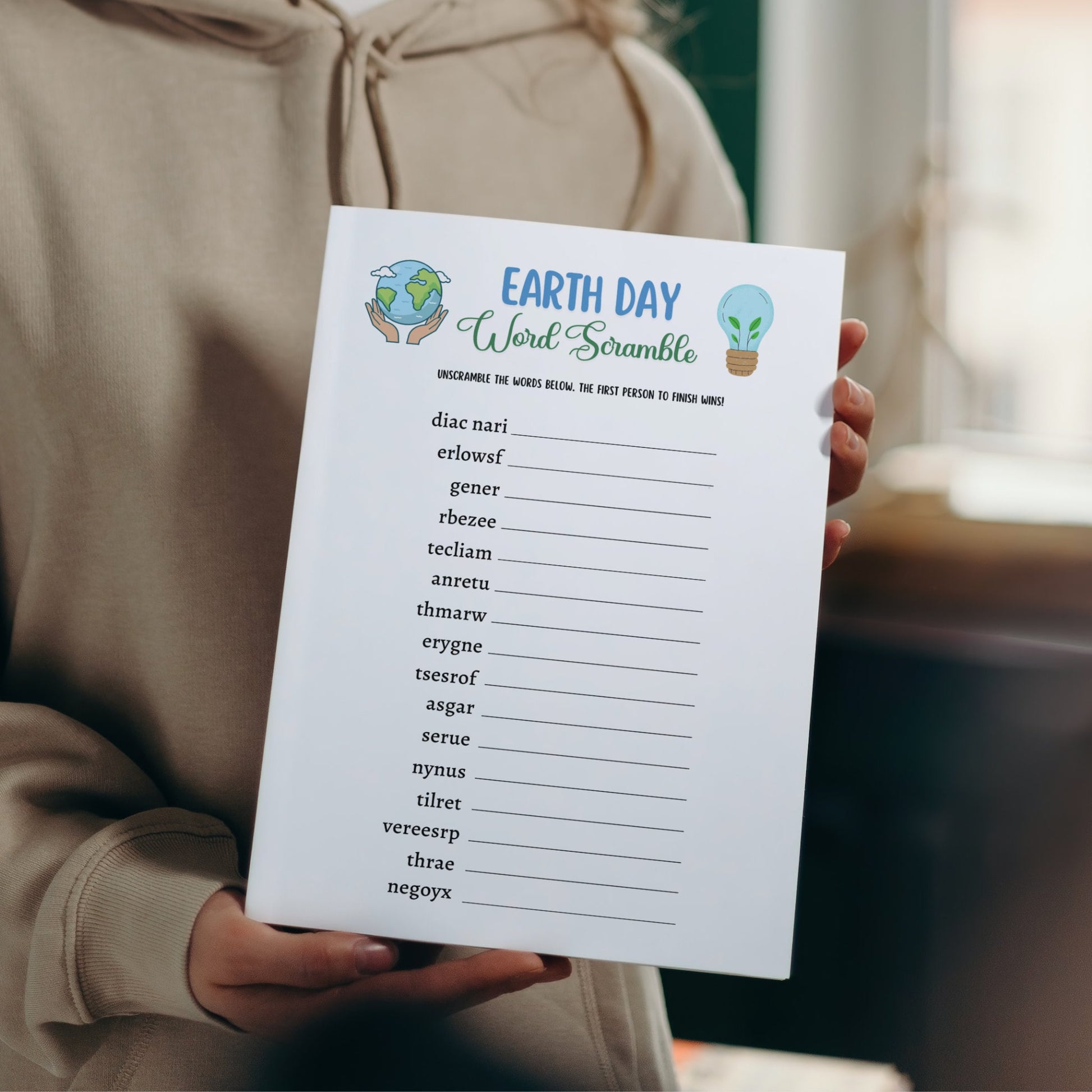 Earth Day Games Printable, Environmental Activity Word Search & Word Scramble, Party Game for Kids And Adults, Family Game, Classroom Game