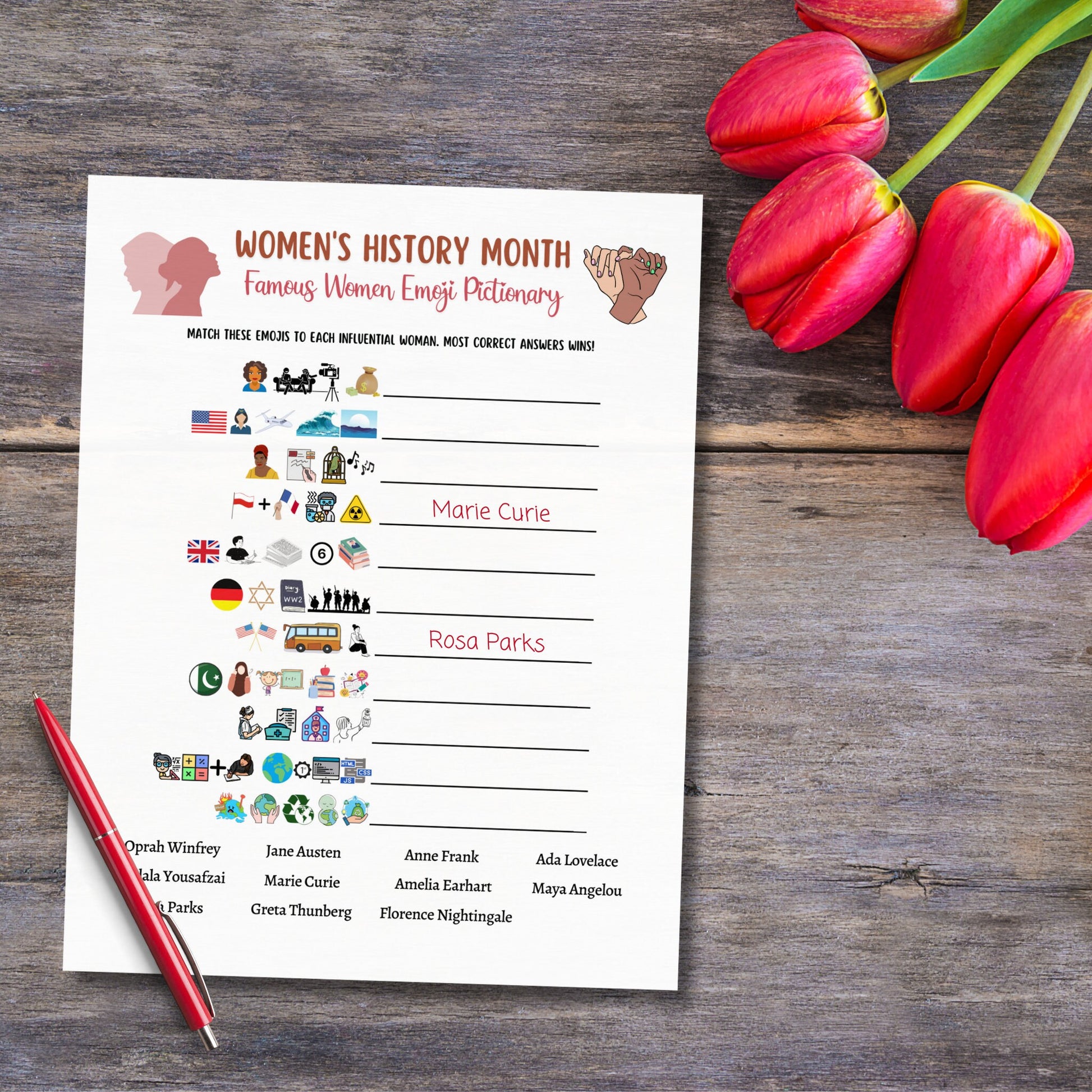 Womens History Month Party Games Printable, Emoji Pictionary, Trivia Game, Icebreaker Game, Feminist Activity, International Womens Day Game