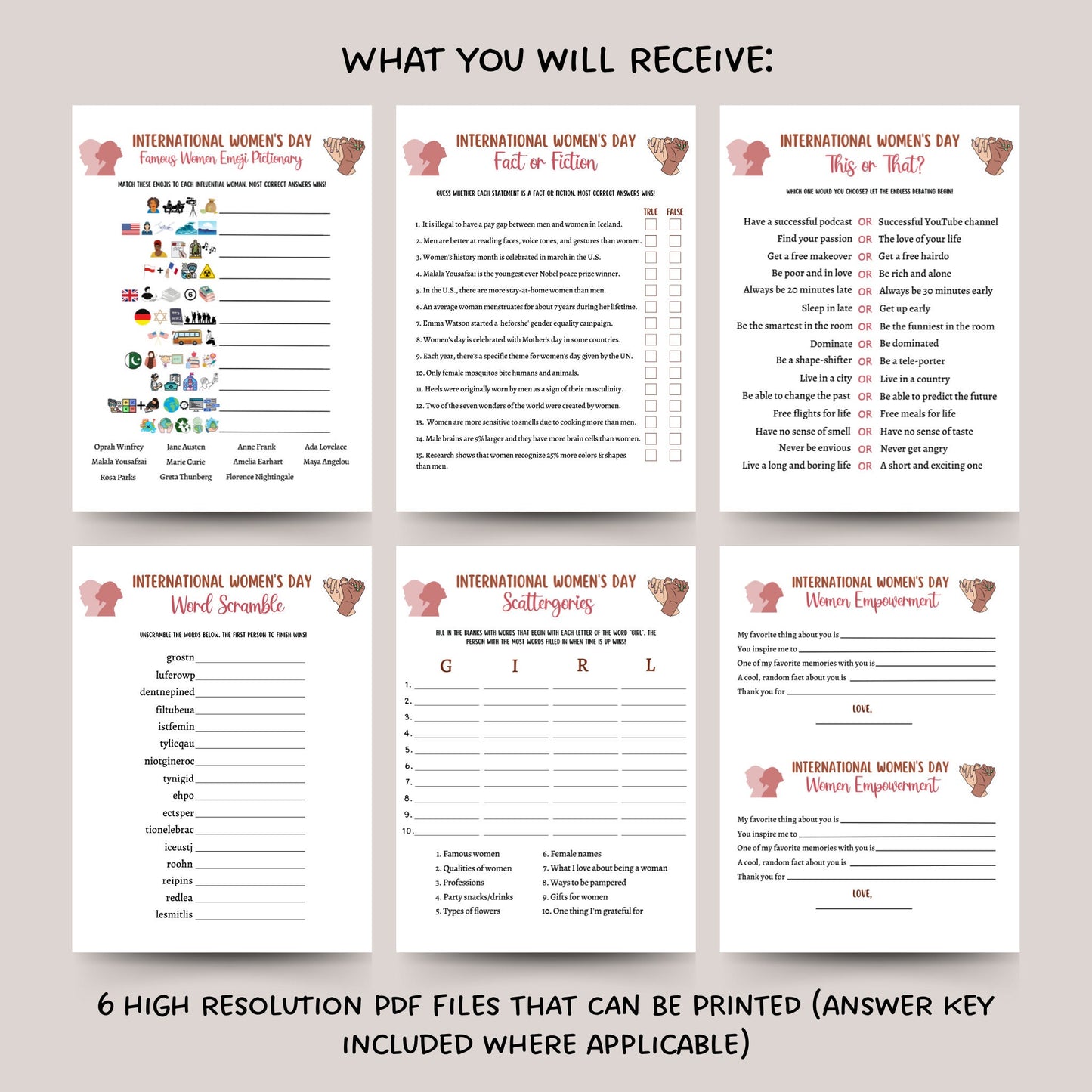 International Womens Day Games Printable, Womens History Month Party Game, Emoji Pictionary, Trivia Game, Icebreaker Game, Feminist Activity
