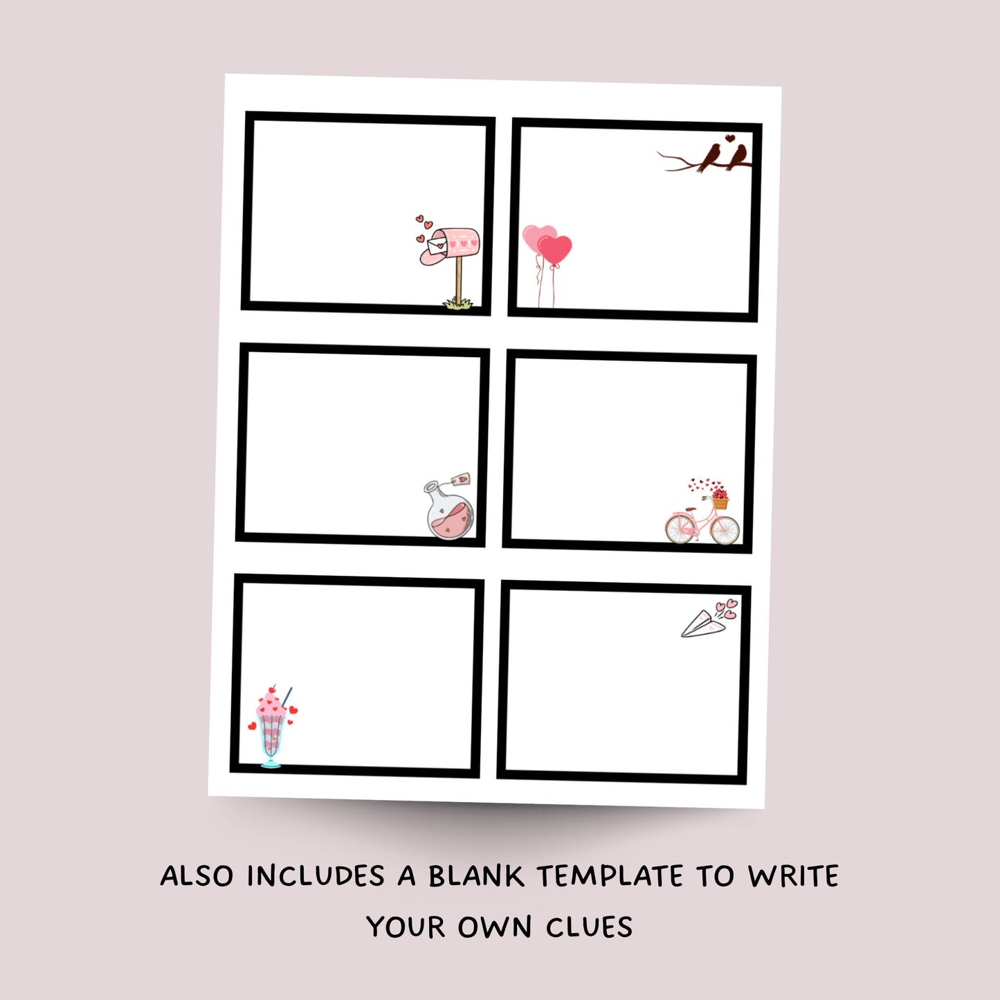 Valentine's Day Treasure Hunt For Kids Printable, Valentines Day Scavenger Hunt Clues, Party Games, Printable Games Activity For Kids