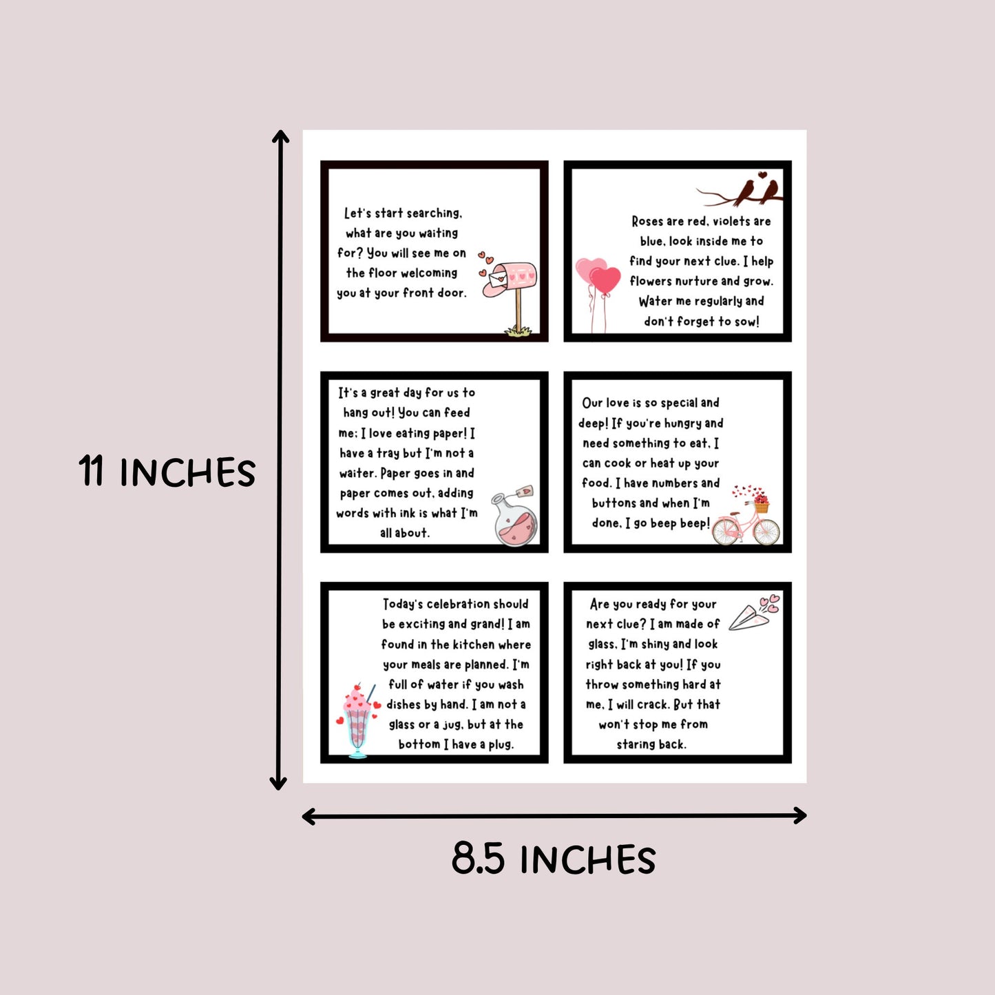 Valentine's Day Treasure Hunt For Kids Printable, Valentines Day Scavenger Hunt Clues, Party Games, Printable Games Activity For Kids