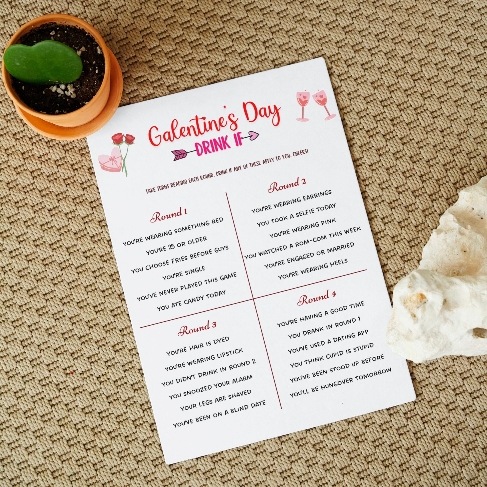 Galentines Day Games Printable, Adult Party Games, Ladies Night Game Ideas, Adults Galentines Day Activity, Valentines Day Girls Night Game