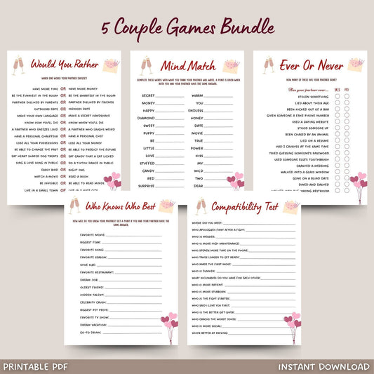 Couple Games Printable, Date Night Games, Marriage Anniversary Games, Fun Party Games for Couples, Valentines Day Games, Couples Night Games