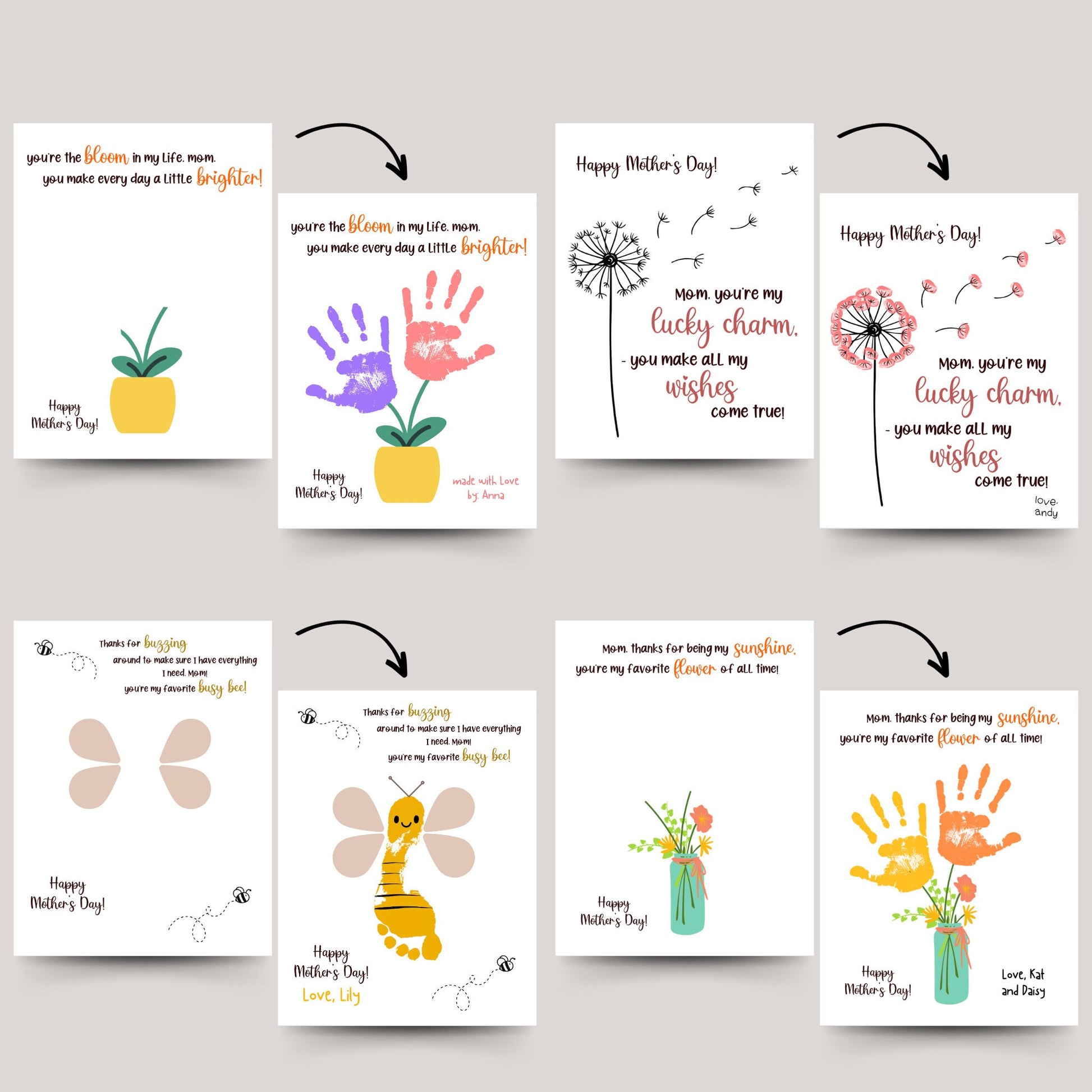 Mother’s Day Handprint & Footprint Art Printable, Gift for Mom from Kids, DIY Keepsake Craft Card, Mom Birthday Gift, Mother’s Day Gift Idea