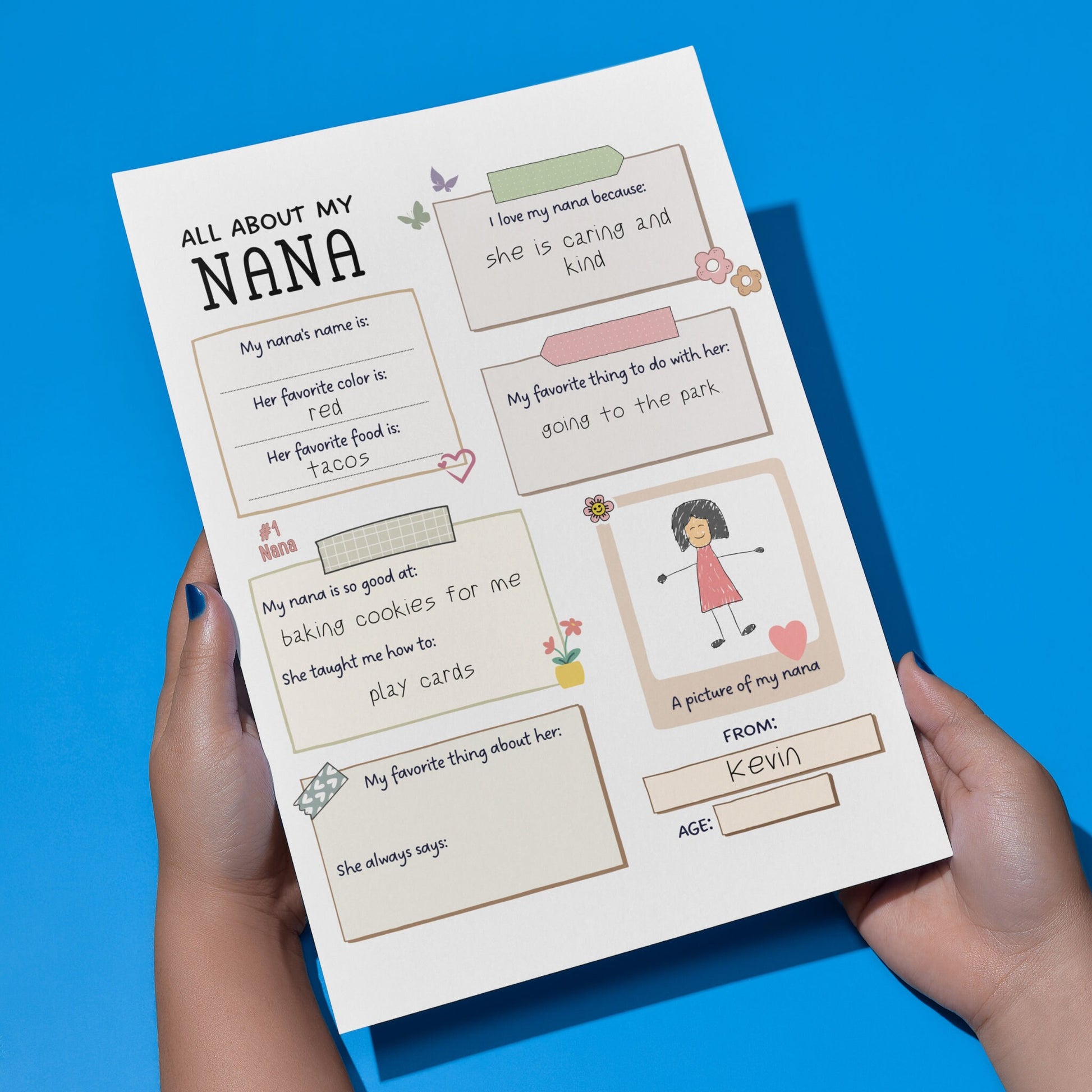 All About My Grandma Survey Printable, All About Nana Questionnaire, Grandparents Day Gift From Kids, Personalized Keepsake For Granny