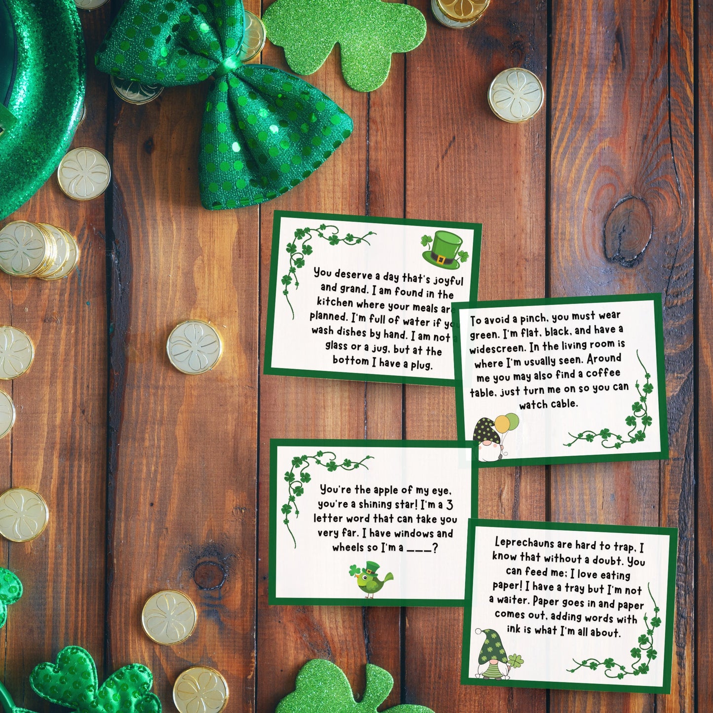St Patricks Day Scavenger Hunt Printable, St. Patrick's Day Treasure Hunt Clues, Leprechaun Hunt, Party Game, Indoor Activity for Kids