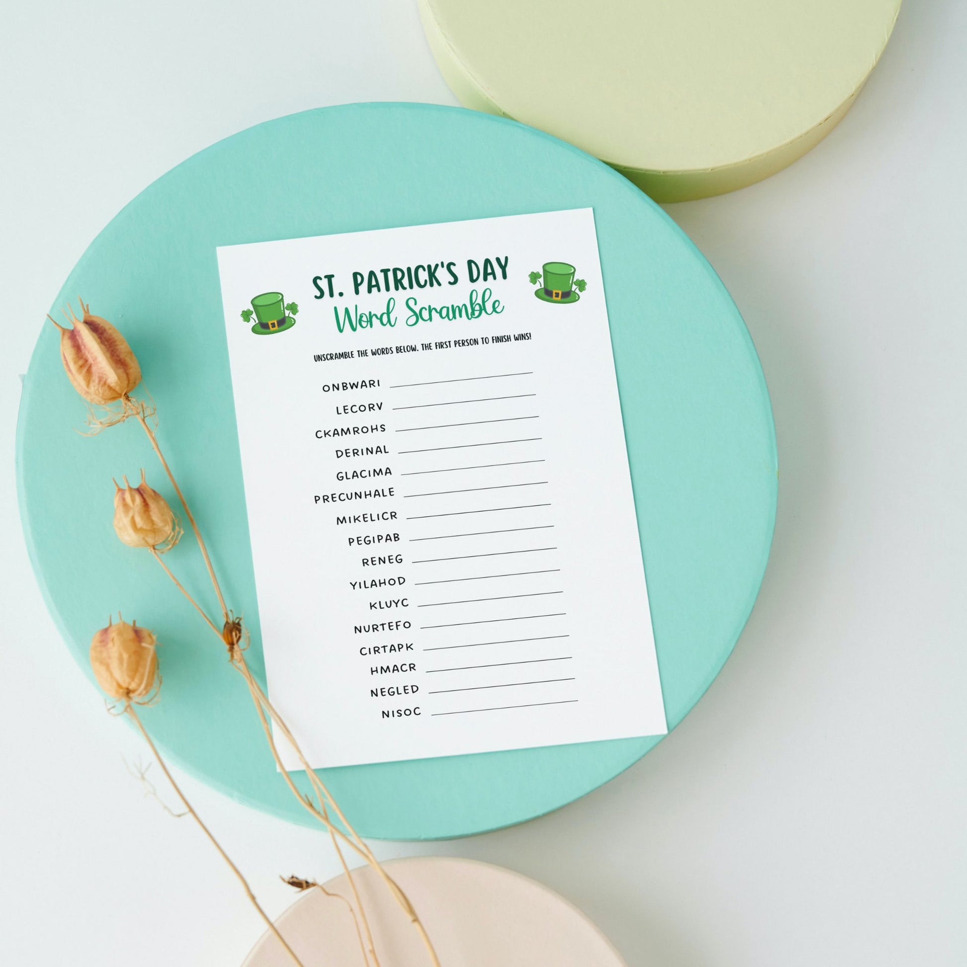 St Patricks Day Word Scramble Game Printable, St. Pattys Day Unscramble Game, Fun St Paddy’s Party Game, Irish Activity for Adults And Kids