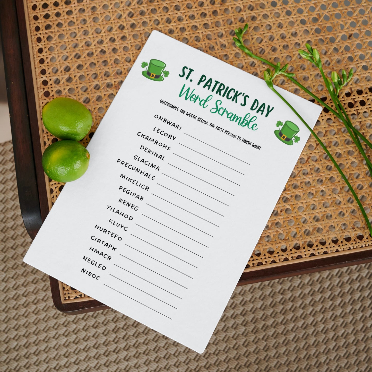 St Patricks Day Word Scramble Game Printable, St. Pattys Day Unscramble Game, Fun St Paddy’s Party Game, Irish Activity for Adults And Kids