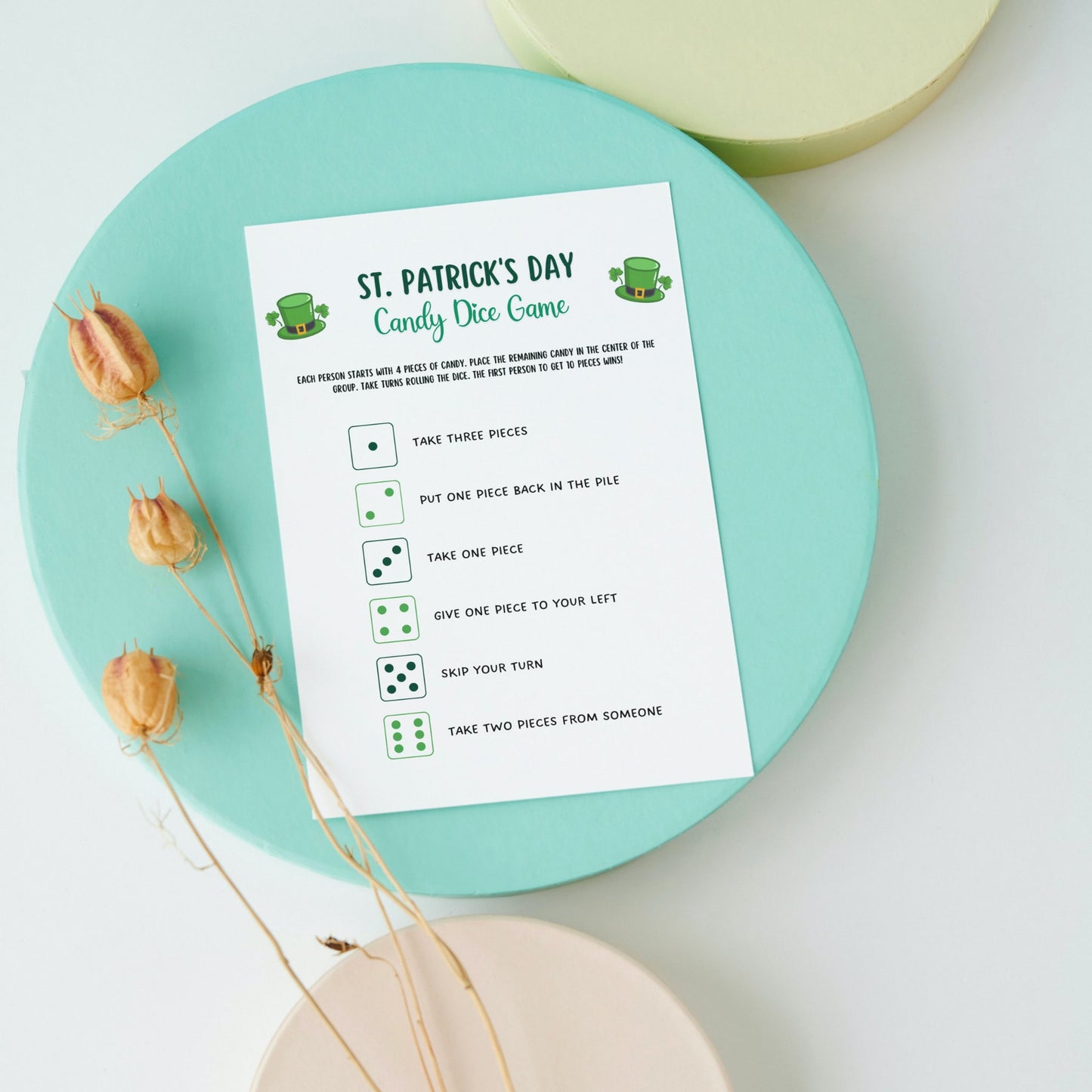 St Patrick's Day Candy Dice Game Printable, St Patty's Day Party Games for Kids, St Paddy's Day Classroom Game, Fun Activity Kids And Adults