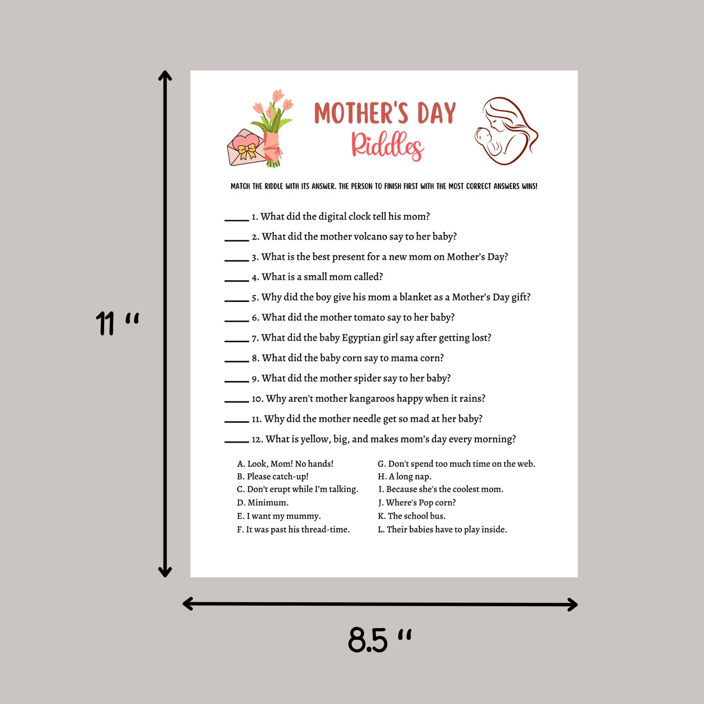Mother's Day Games Bundle Printable, Mothers Day Game for Kids and Adults, Party Games, Family Games Night, Classroom Games, Mom Mama Trivia