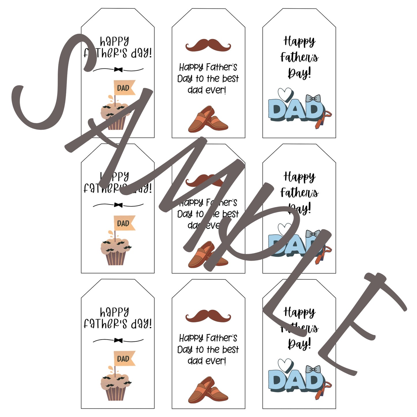 Happy Father's Day Gift Tags, Gift For Dad, 9 Printable Gift Tags, Instant Digital Download, Modern Gift Tags Father's Day Best Dad Ever