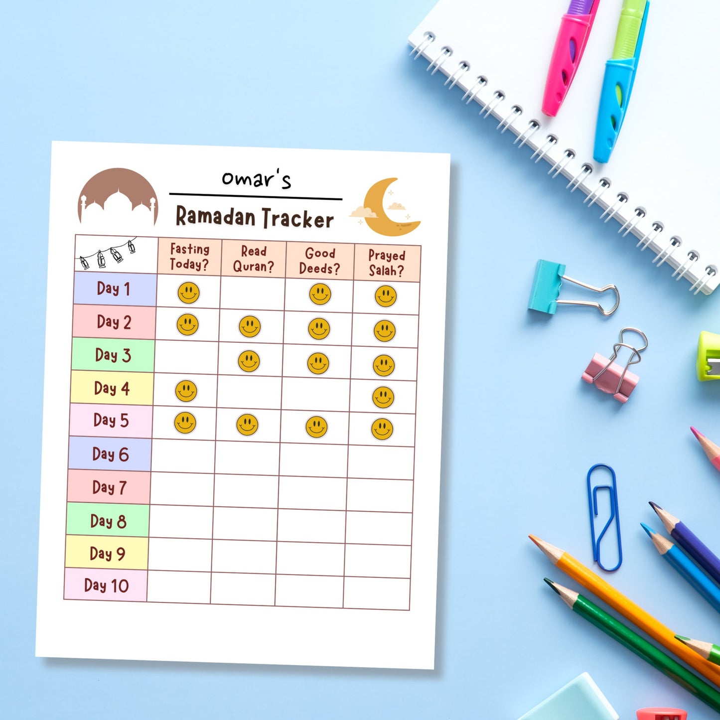30 Ramadan Good Deeds Cards Printable, Ramadan Advent Cards, Kids Fasting Chart Tracker, Ramadan Activity for Kids, Daily Ramadan Tracker
