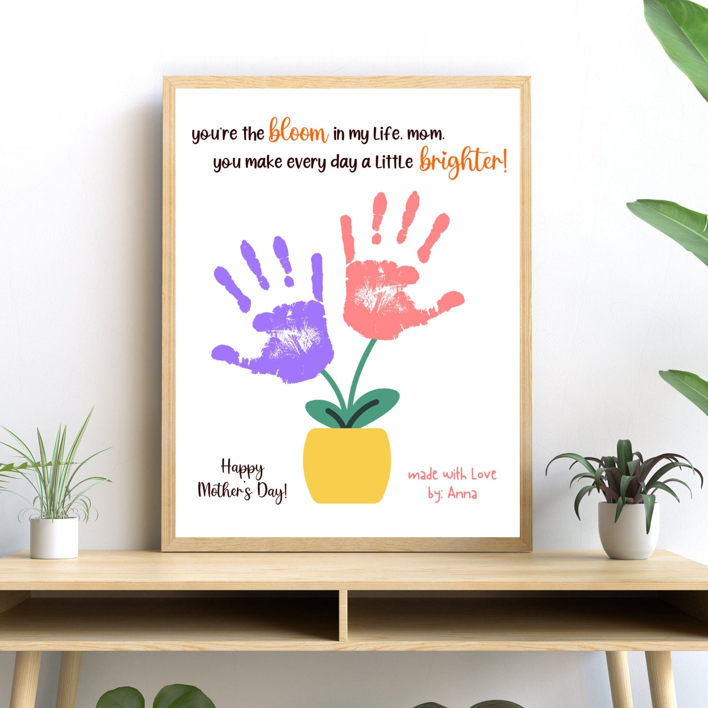 Mother’s Day Handprint & Footprint Art Printable, Gift for Mom from Kids, DIY Keepsake Craft Card, Mom Birthday Gift, Mother’s Day Gift Idea