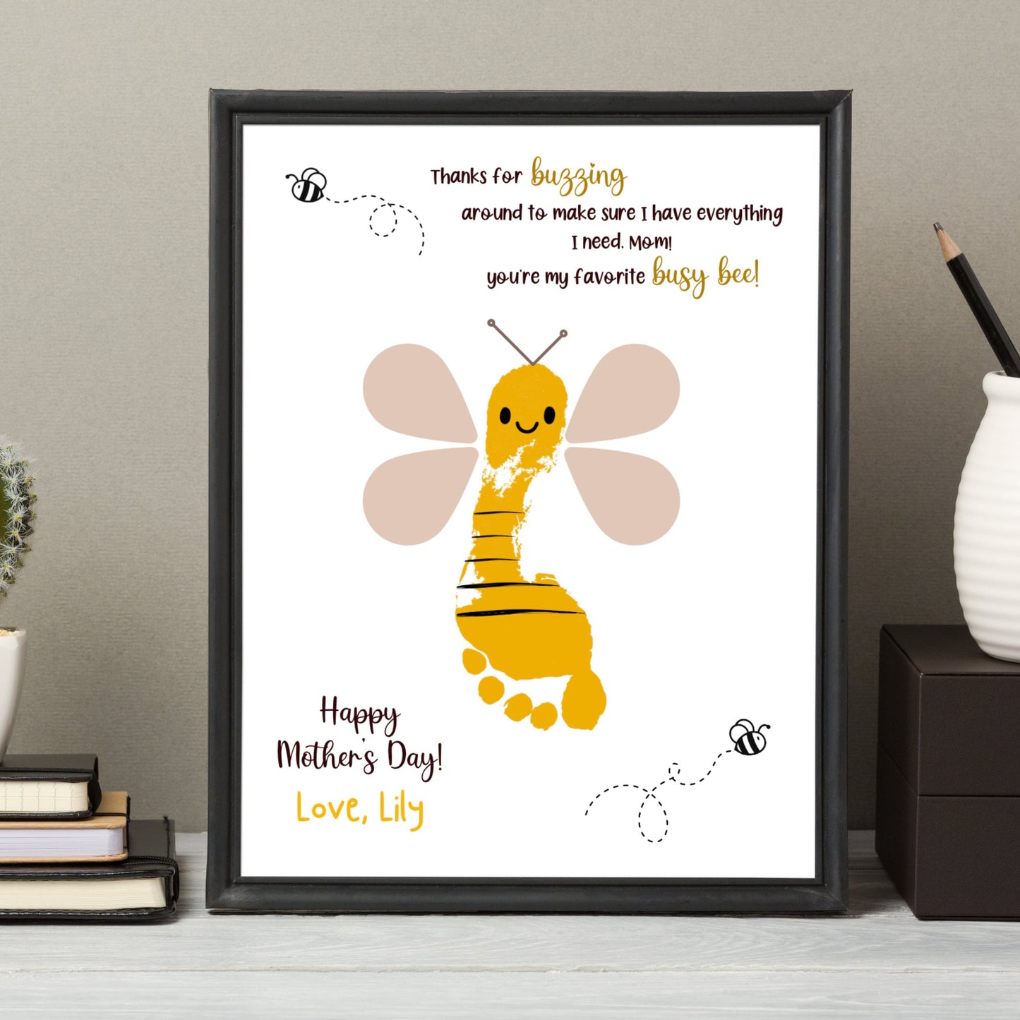 Mother’s Day Handprint & Footprint Art Printable, Gift for Mom from Kids, DIY Keepsake Craft Card, Mom Birthday Gift, Mother’s Day Gift Idea