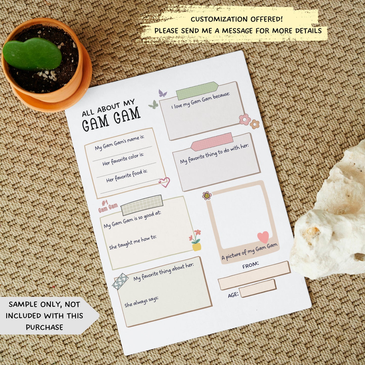 All About My Grandma Survey Printable, All About Nana Questionnaire, Grandparents Day Gift From Kids, Personalized Keepsake For Granny