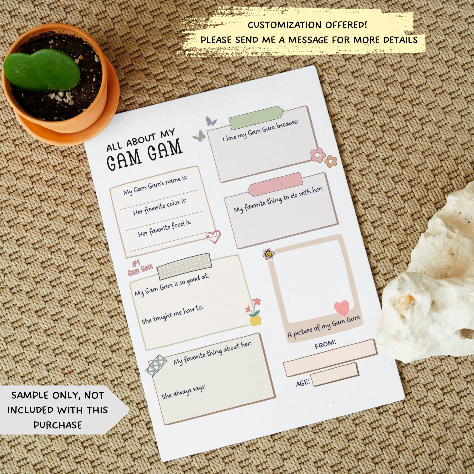 All About My Grandma Survey Printable, All About Nana Questionnaire, Grandparents Day Gift From Kids, Personalized Keepsake For Granny