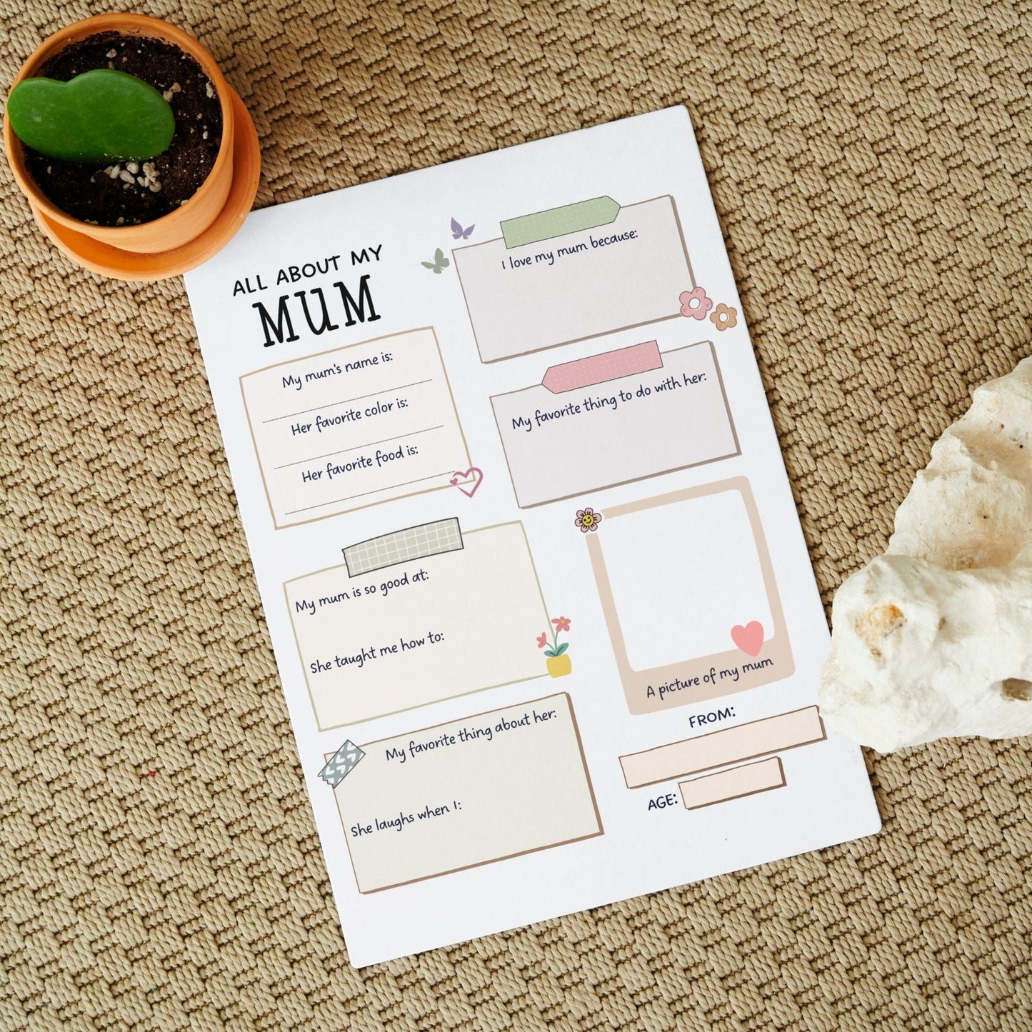 All About My Mom Survey Printable, Mothers Day Questionnaire, Mothers Day Gift Ideas For Preschool Kids, Personalized Keepsake Gift For Mom