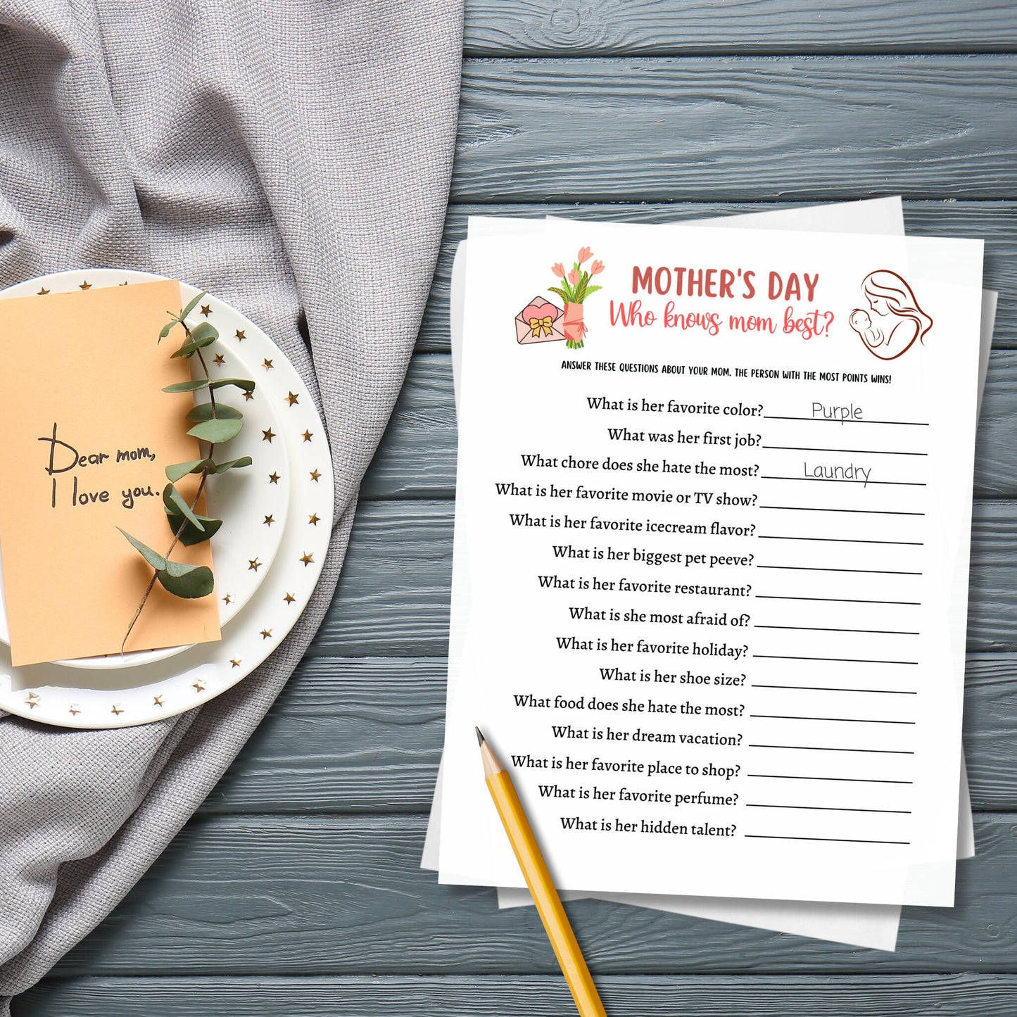 Mother's Day Game Printable, Mothers Day Party Game for Kids and Adults, Family Games Night, Classroom Games, Mothering Sunday, Mom Games