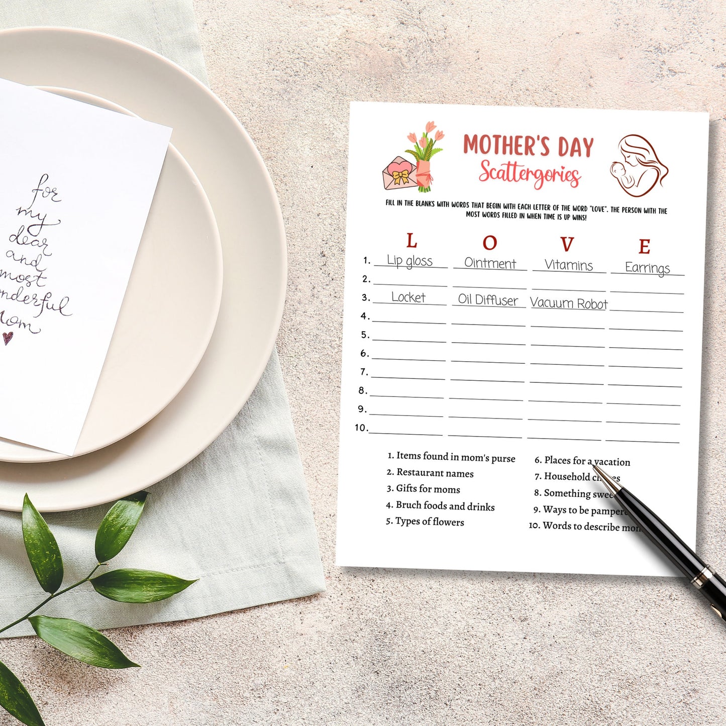 Mother's Day Game Printable, Mothers Day Party Game for Kids and Adults, Family Games Night, Classroom Games, Mothering Sunday, Mom Games