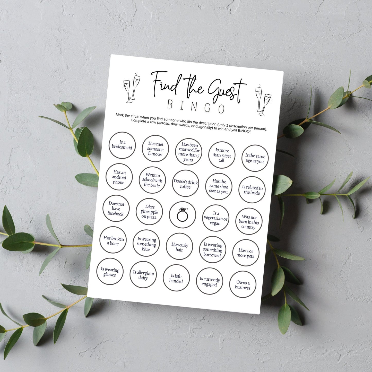 Find the Guest Bingo Game Printable, Bridal Shower Game, Hens Bachelorette Party, Minimalist Wedding Shower Ideas, Fun Icebreaker Game Cards