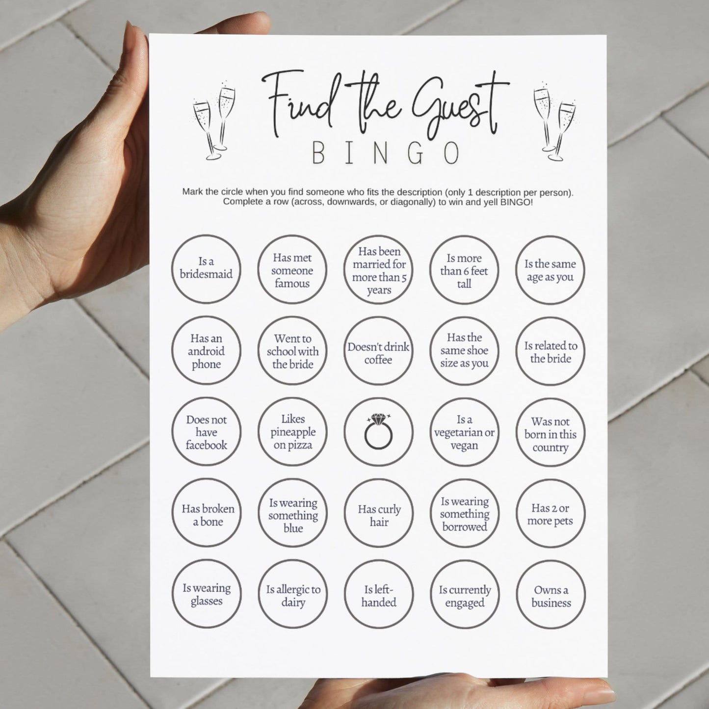 Find the Guest Bingo Game Printable, Bridal Shower Game, Hens Bachelorette Party, Minimalist Wedding Shower Ideas, Fun Icebreaker Game Cards