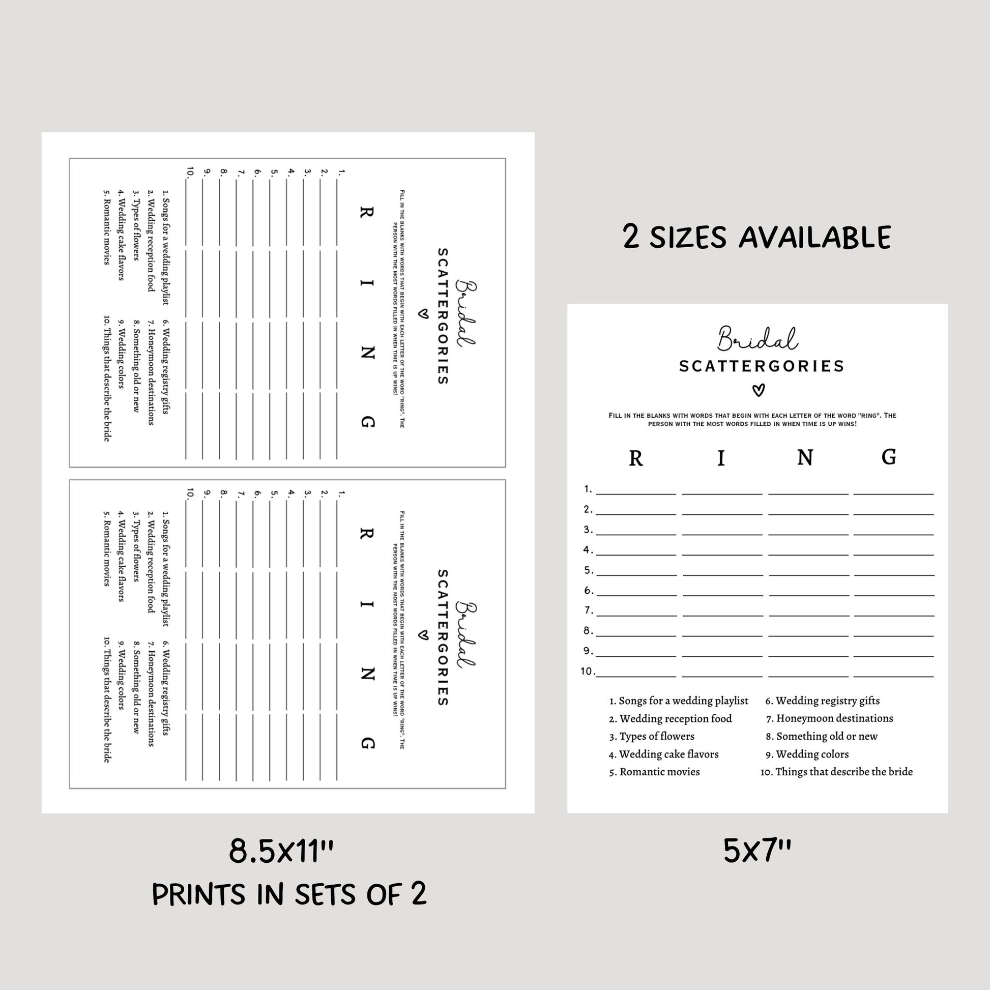 Bridal Shower Games Bundle Printable, Modern Minimalist Wedding Shower Party Games, Hen Party Icebreakers, Fun Bachelorette Party Ideas