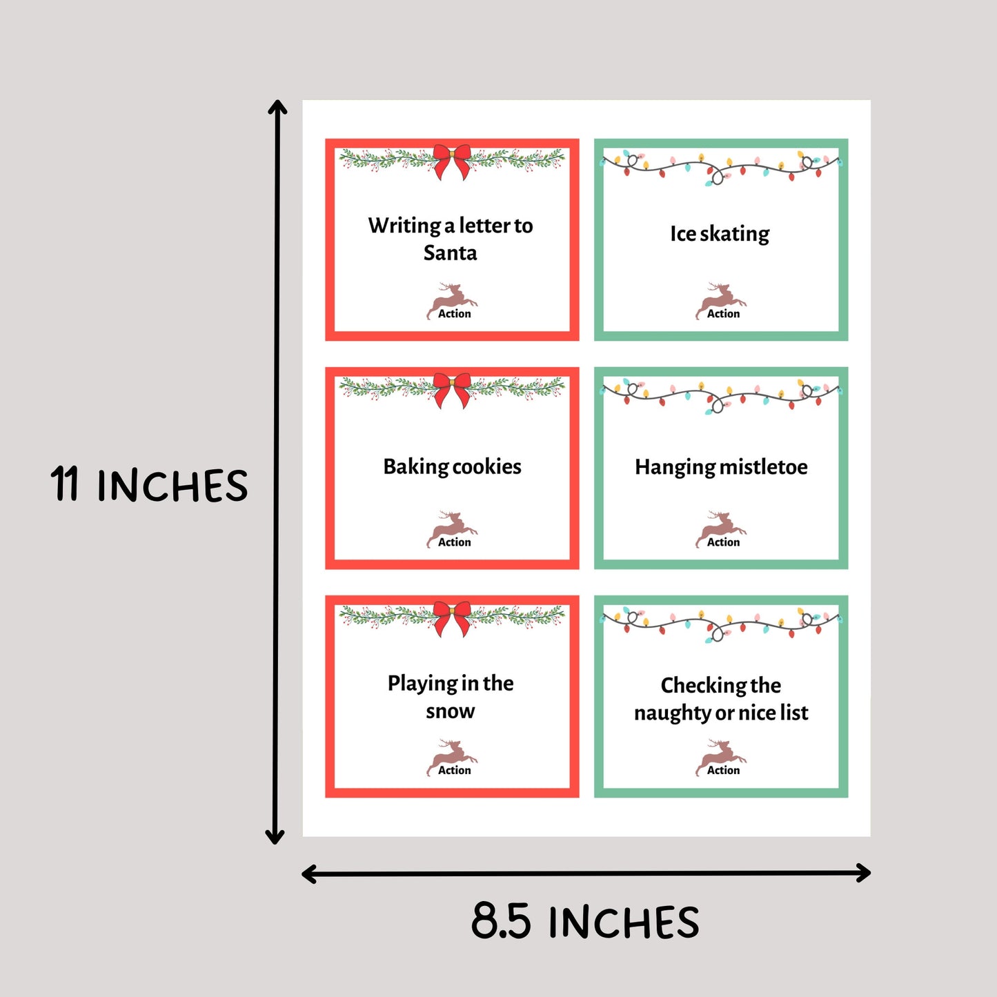 Christmas Charades Game Printable, Holiday Party Activity for Family, Adults and Kids, Office Party, Classroom Game, Xmas Pictionary Cards