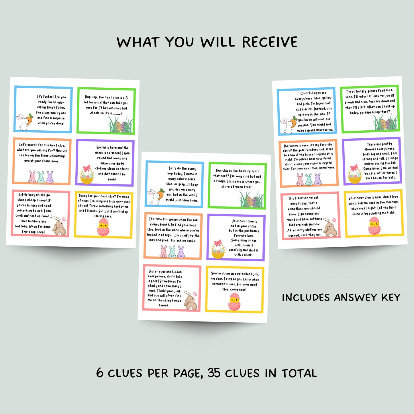 Easter Scavenger Hunt Printable, Indoor Outdoor Easter Treasure Hunt Clues, Easter Activity for Kids, Easter Egg Hunt, Easter Party Games