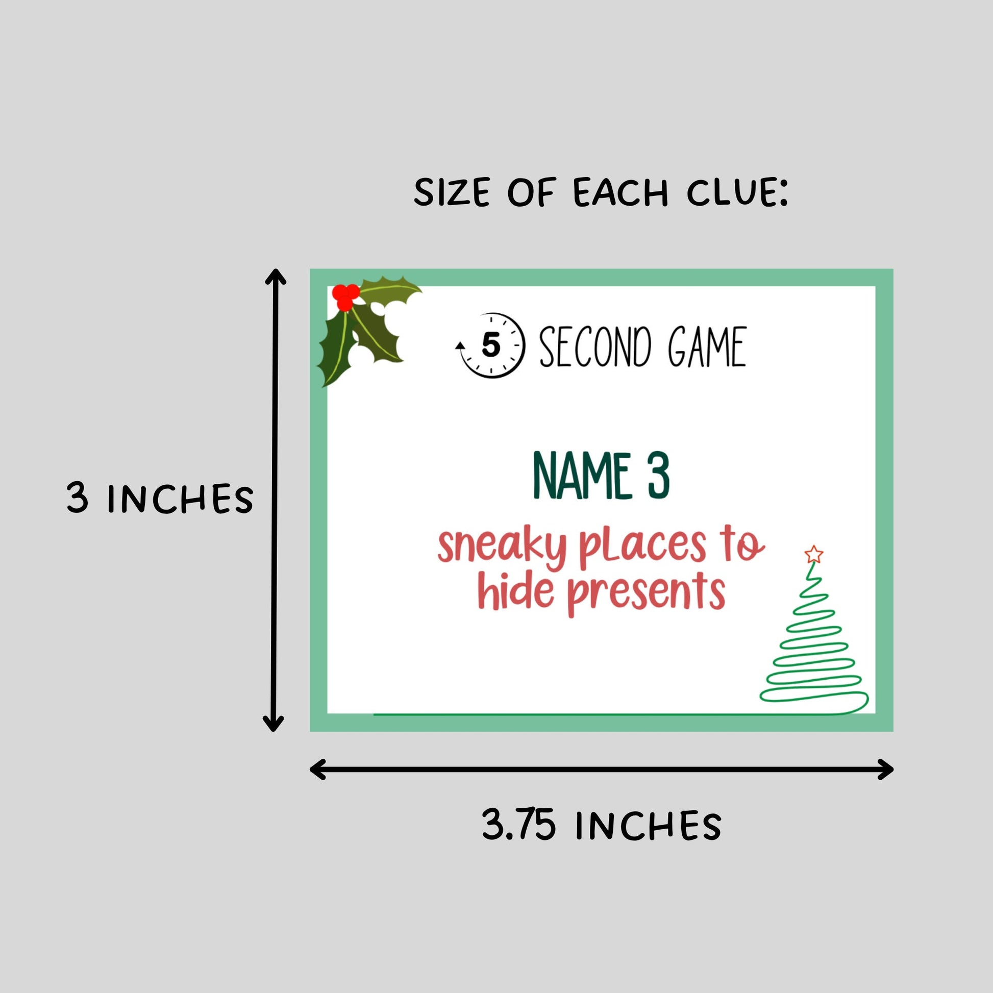 Christmas 5 Second Game Printable, Christmas Party Game Adults Kids, Friends Family Xmas Trivia, Holiday Office Activity Classroom Game Idea