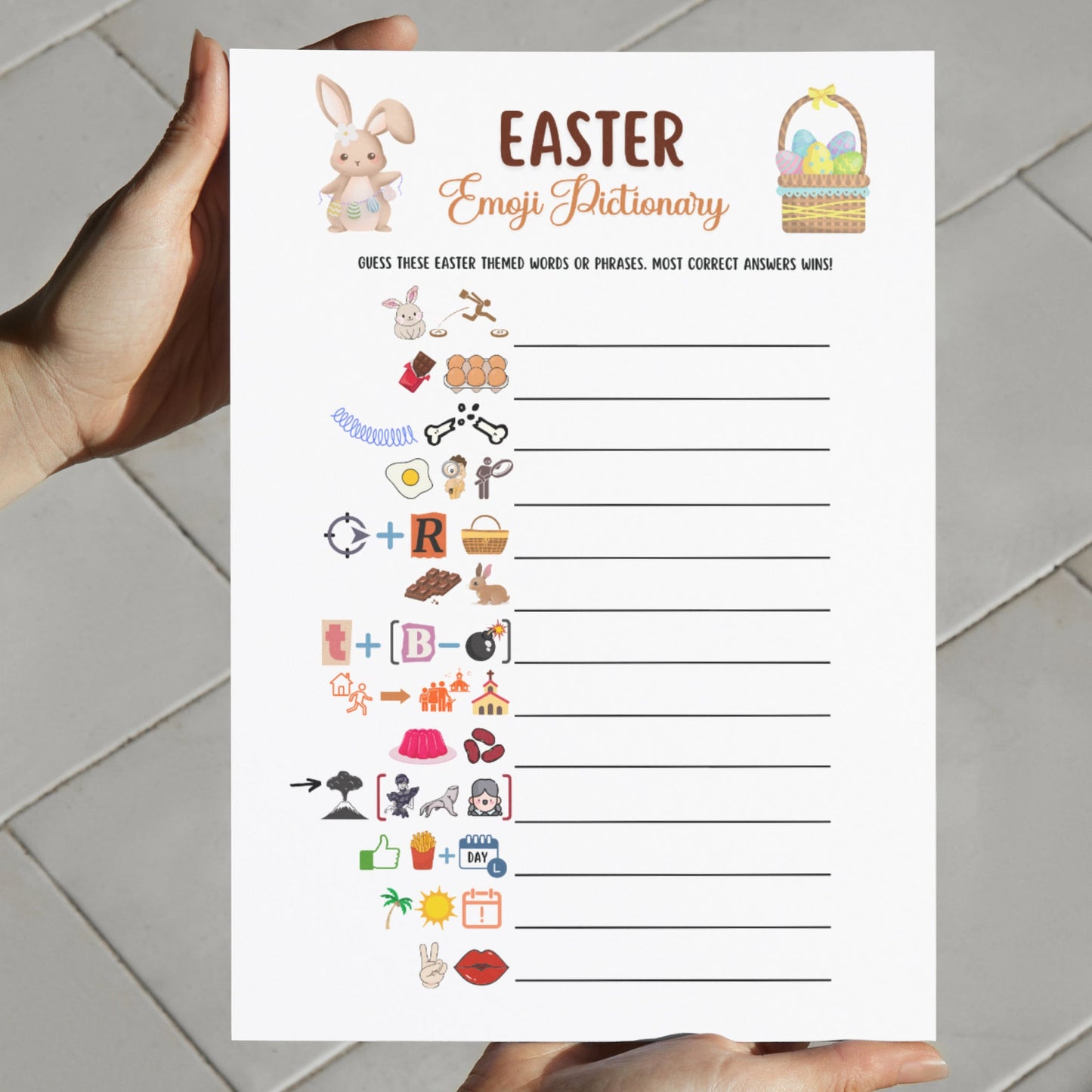 Easter Emoji Pictionary Printable, Easter Party Game for Kids, Easter Activity for Adults, Fun Family Game, Classroom Game, Easter Decor