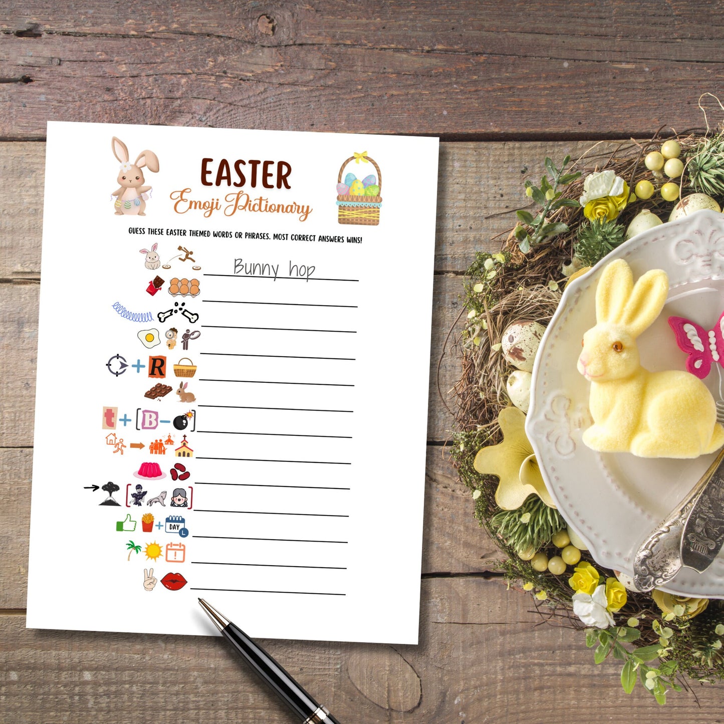 Easter Emoji Pictionary Printable, Easter Party Game for Kids, Easter Activity for Adults, Fun Family Game, Classroom Game, Easter Decor