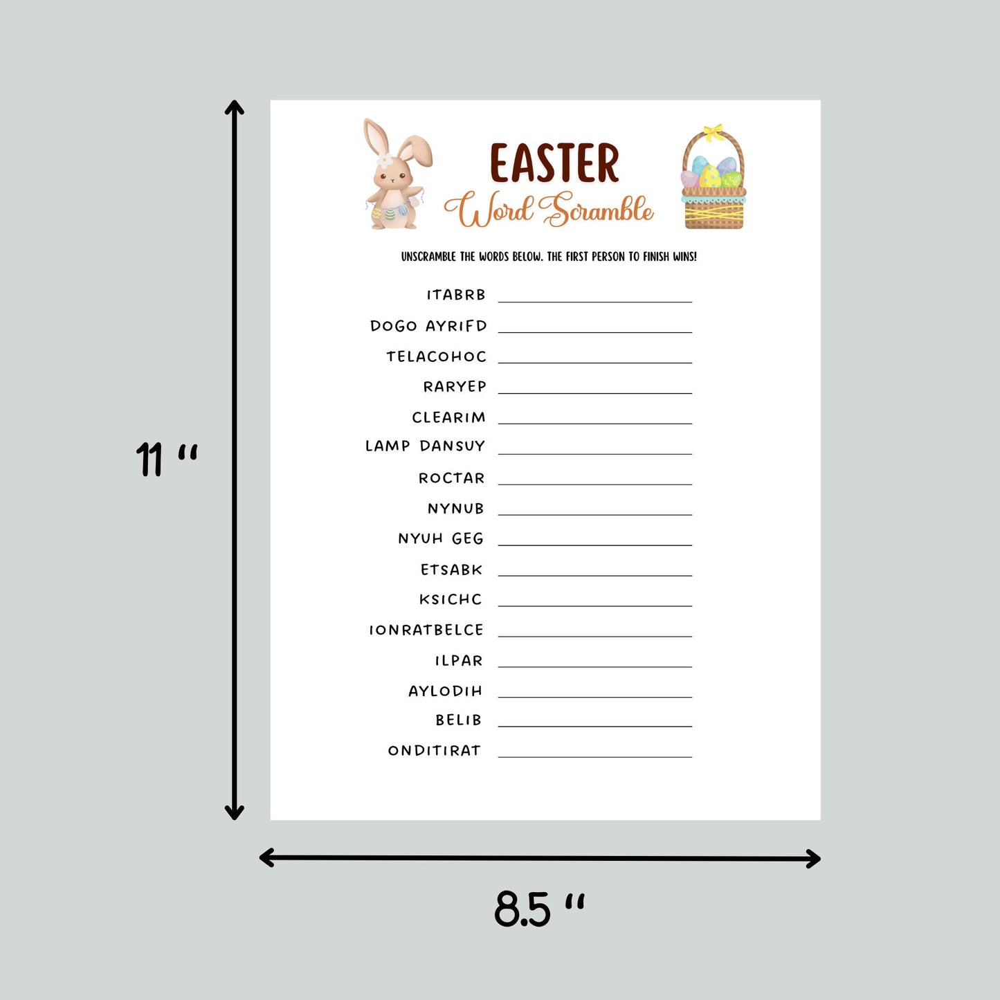 Easter Word Scramble Game Printable, Easter Party Game, Kids Easter Activity, Fun Easter Dinner Game for Adults, Family Game, Classroom Game