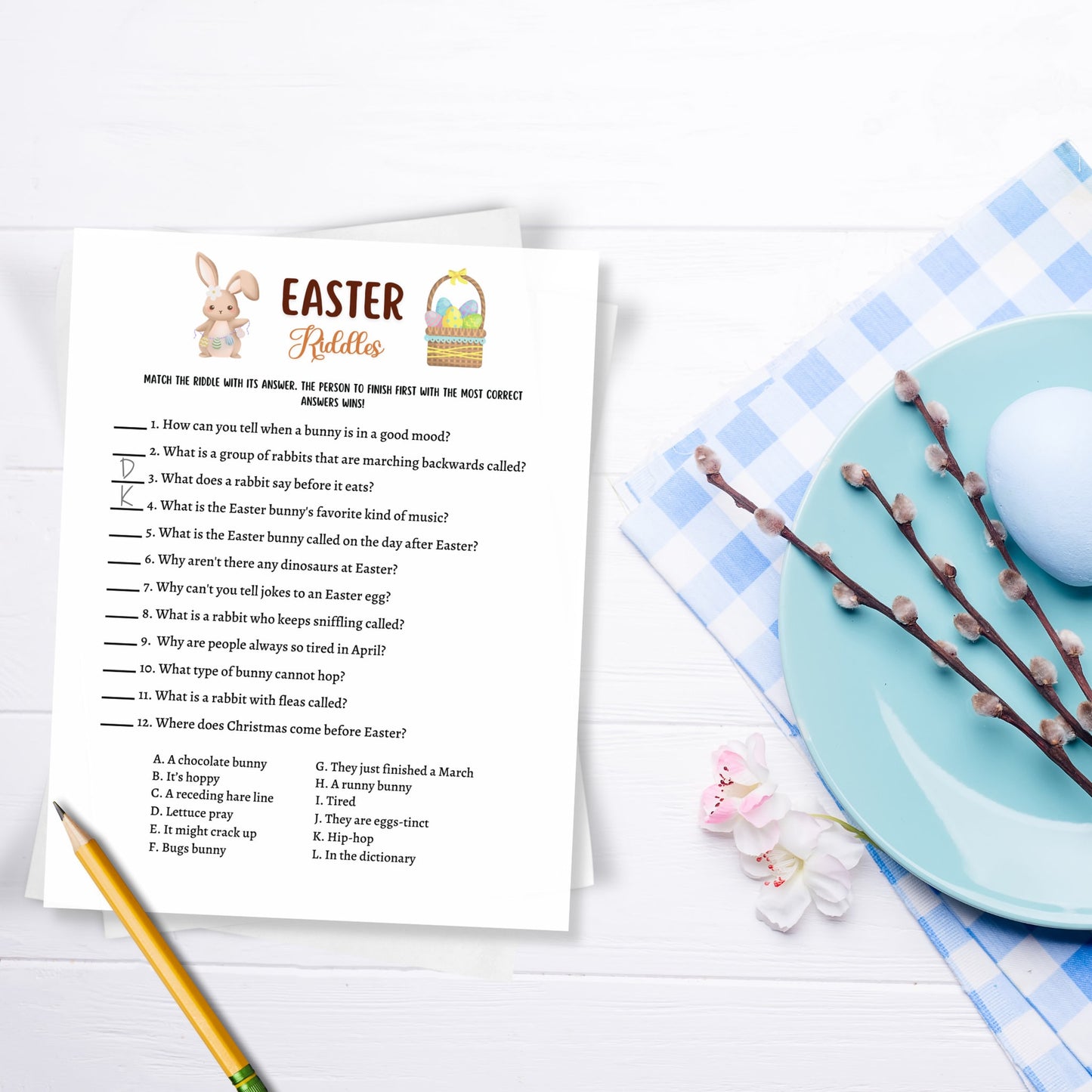 Easter Riddle Me This Game Printable, Easter Party Game, Easter Activity Kids, Trivia Quiz Adults, Dinner Game, Family Game, Classroom Game