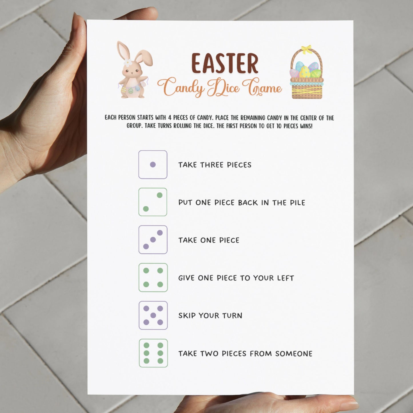 Easter Candy Dice Game Printable, Easter Egg Exchange Party Game, Easter Activity Kids, Easter Dice Game, Family Group Game, Classroom Game