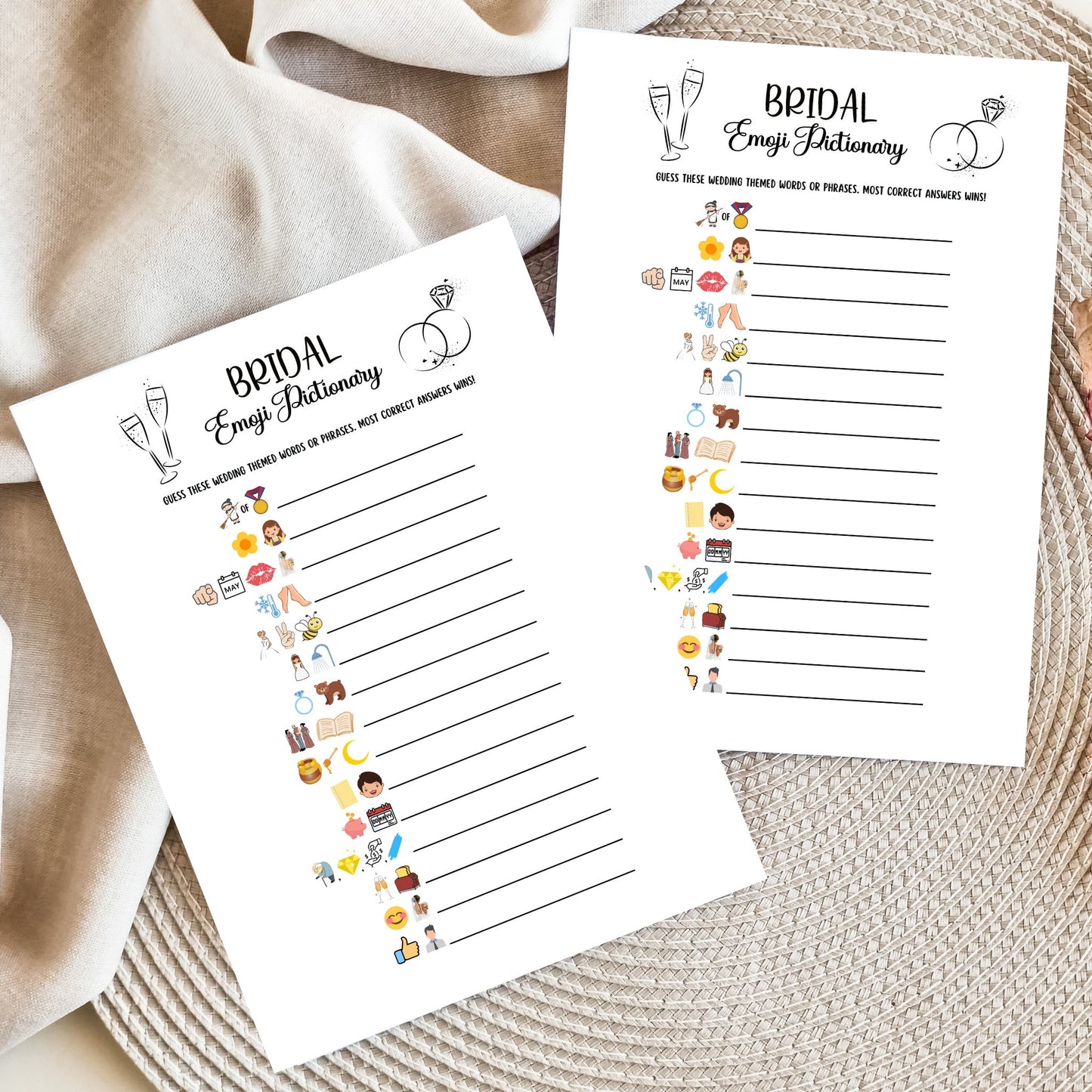 Bridal Shower Emoji Pictionary Printable, Bridal Party Game, Wedding Shower Icebreaker Game, Hen Party Game, Minimalist Bachelorette Ideas