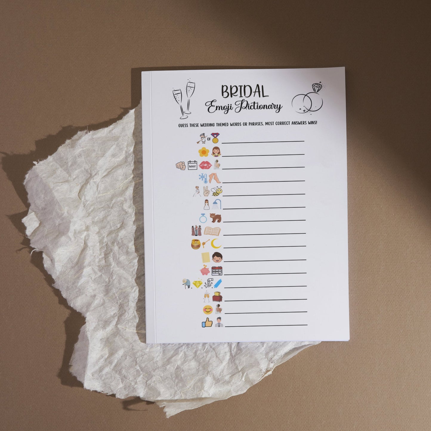 Bridal Shower Emoji Pictionary Printable, Bridal Party Game, Wedding Shower Icebreaker Game, Hen Party Game, Minimalist Bachelorette Ideas