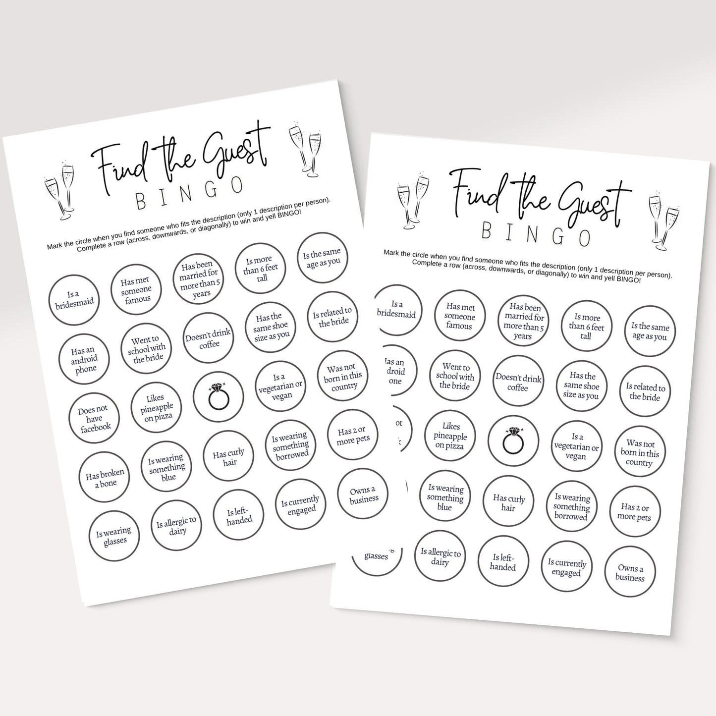 Find the Guest Bingo Game Printable, Bridal Shower Game, Hens Bachelorette Party, Minimalist Wedding Shower Ideas, Fun Icebreaker Game Cards