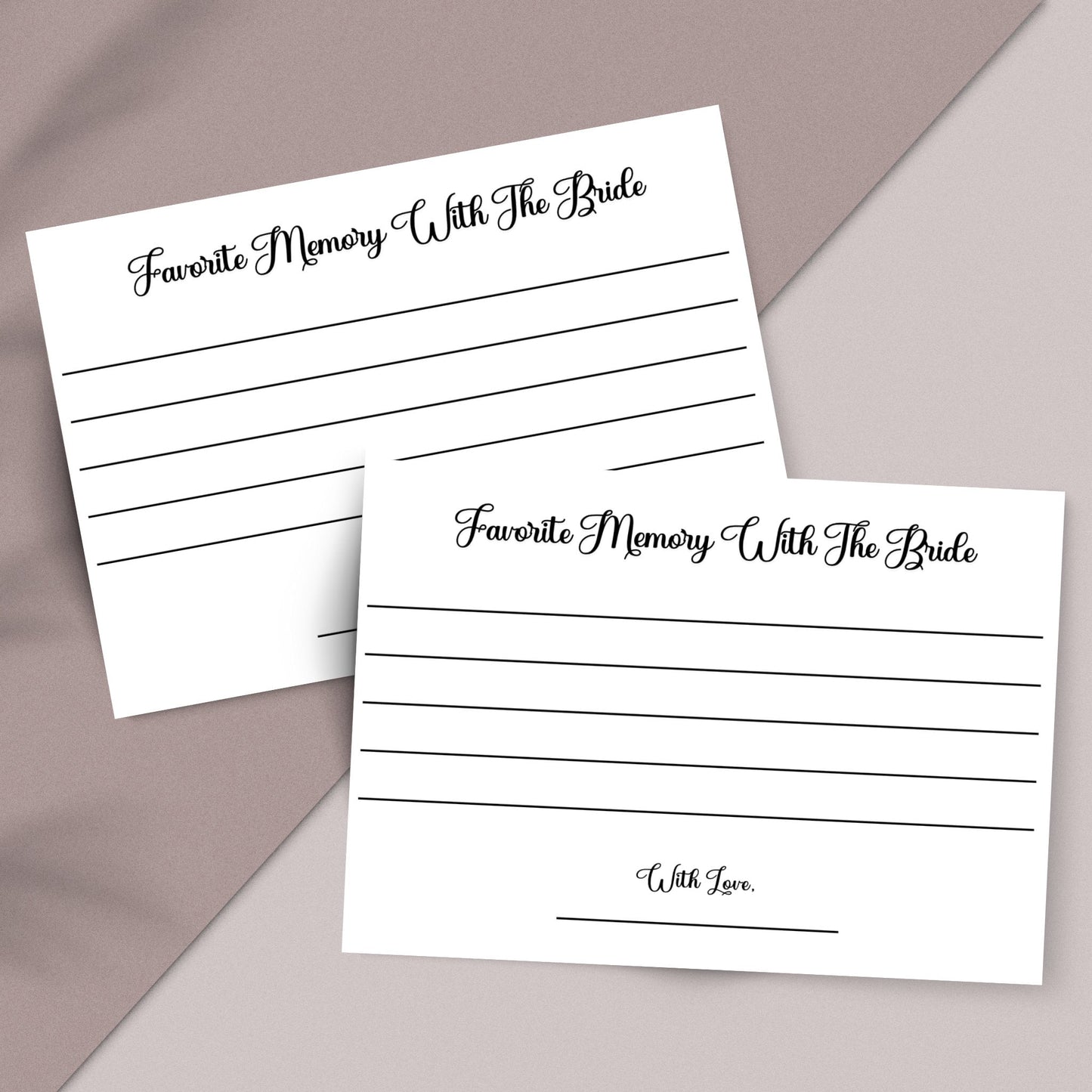 Bridal Shower Advice and Wishes Card Printable, Favorite Memory With the Bride, Minimalist Wedding Shower Party Games, Wedding Advice Card