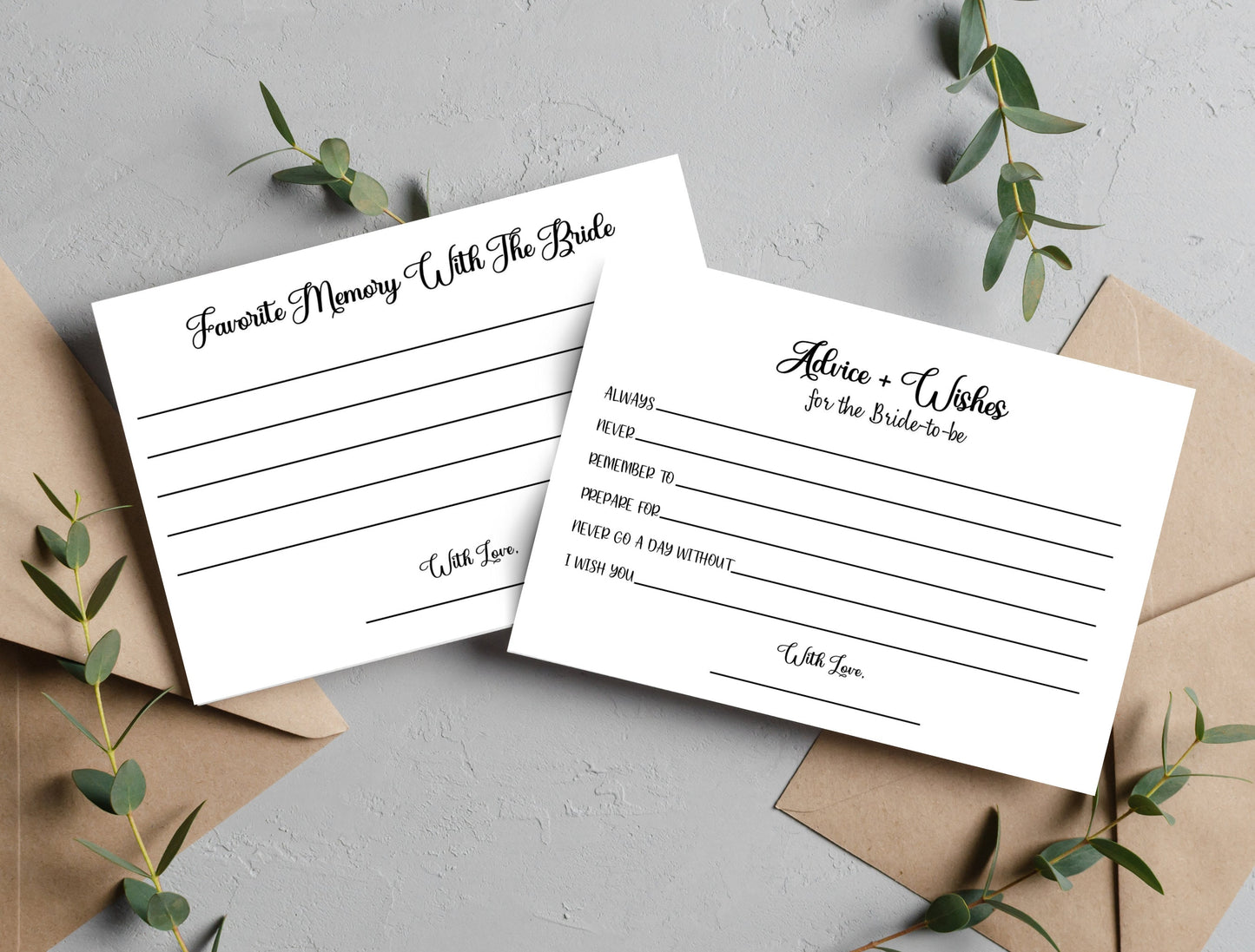 Bridal Shower Advice and Wishes Card Printable, Favorite Memory With the Bride, Minimalist Wedding Shower Party Games, Wedding Advice Card