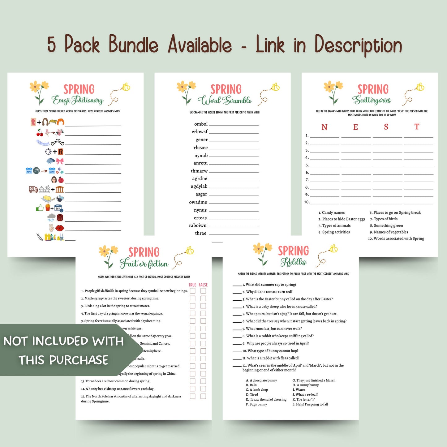 Spring Emoji Pictionary Game Printable, Spring Activities for Kids & Adults, Fun Springtime Party Games, Classroom Games, Family Games