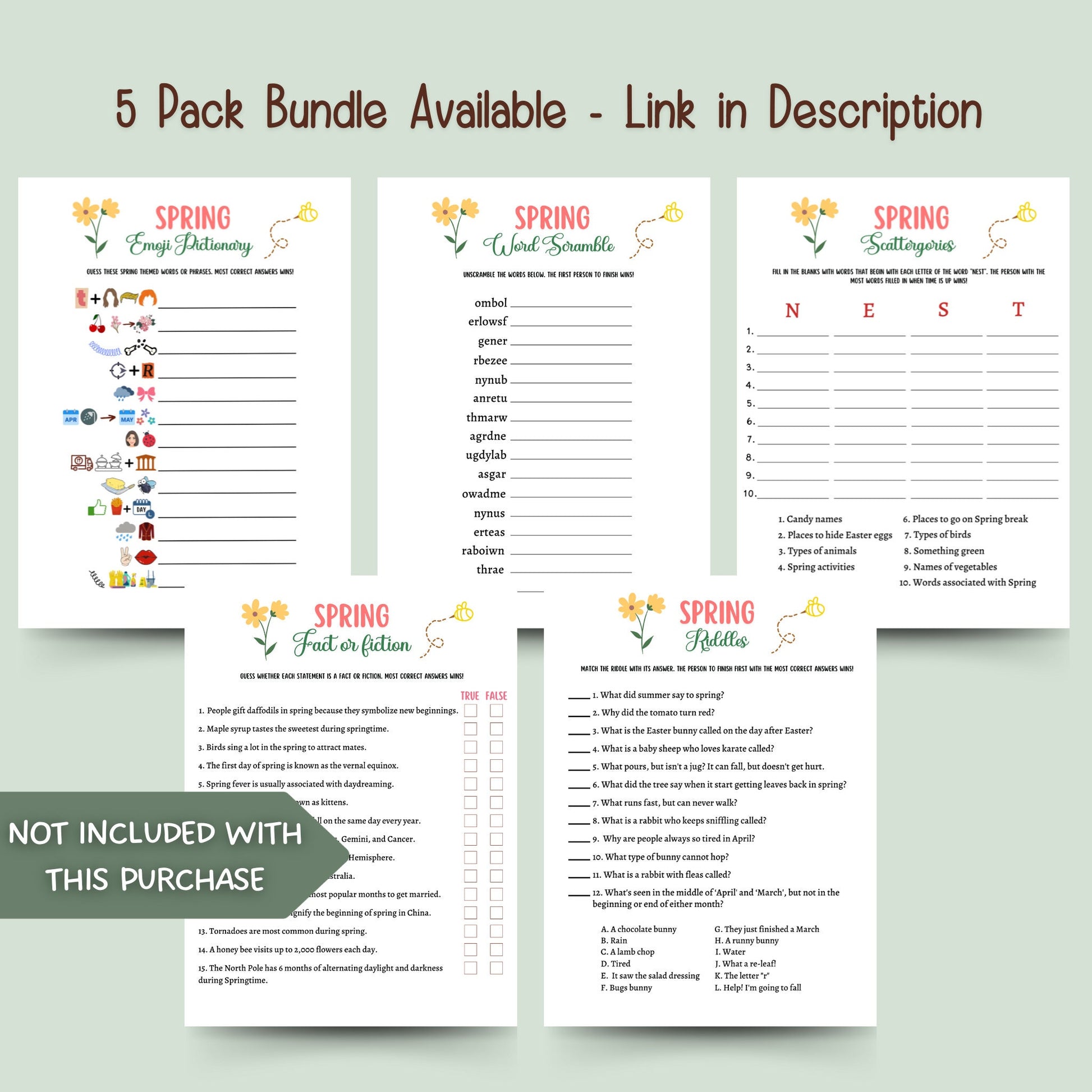 Spring Emoji Pictionary Game Printable, Spring Activities for Kids & Adults, Fun Springtime Party Games, Classroom Games, Family Games