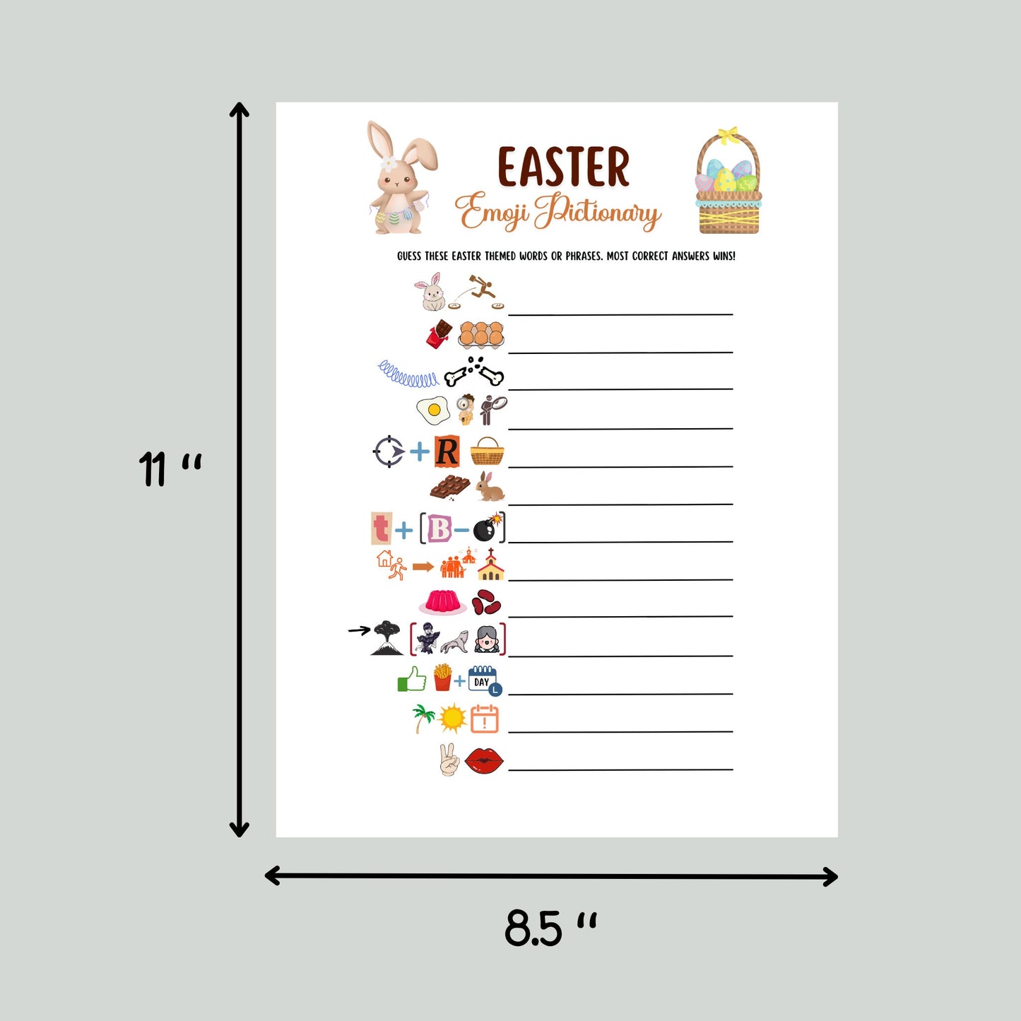 Easter Emoji Pictionary Printable, Easter Party Game for Kids, Easter Activity for Adults, Fun Family Game, Classroom Game, Easter Decor