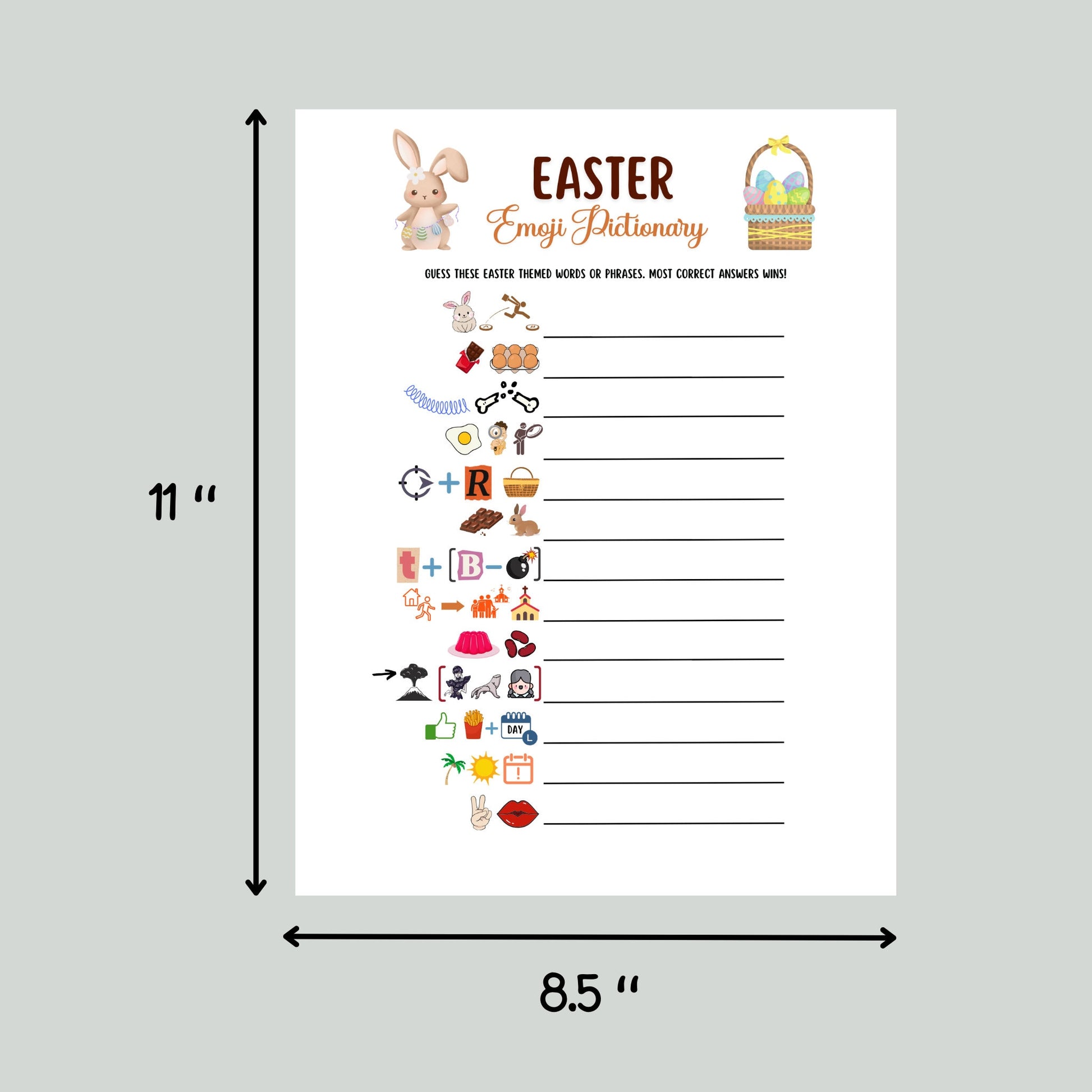 Easter Emoji Pictionary Printable, Easter Party Game for Kids, Easter Activity for Adults, Fun Family Game, Classroom Game, Easter Decor