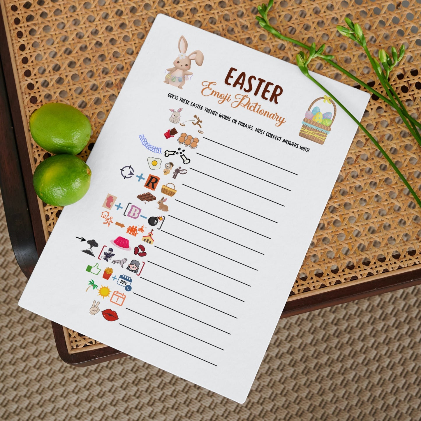 Easter Emoji Pictionary Printable, Easter Party Game for Kids, Easter Activity for Adults, Fun Family Game, Classroom Game, Easter Decor