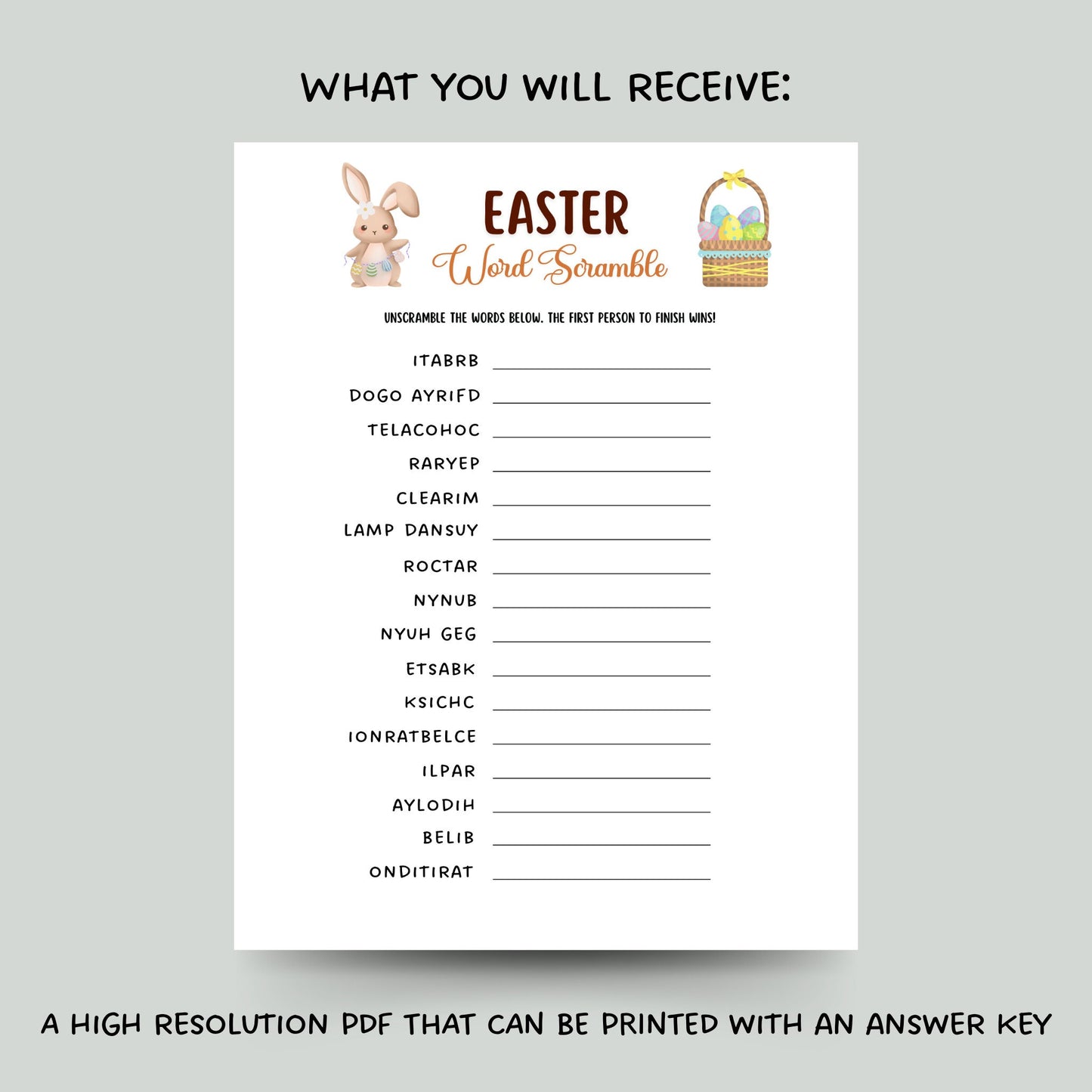 Easter Word Scramble Game Printable, Easter Party Game, Kids Easter Activity, Fun Easter Dinner Game for Adults, Family Game, Classroom Game