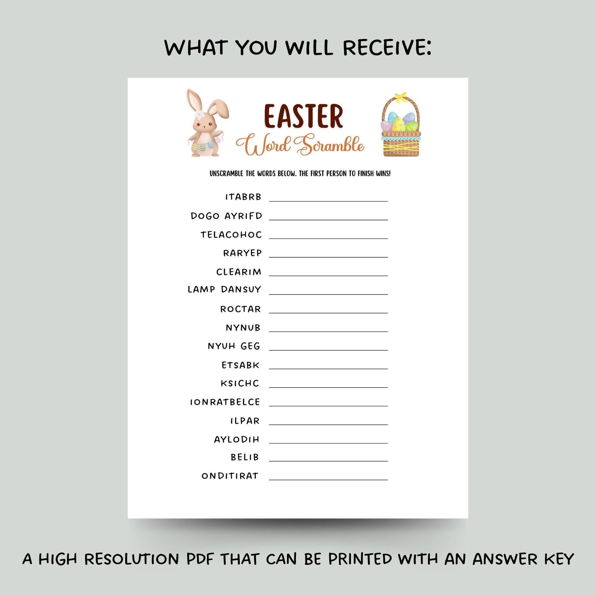 Easter Word Scramble Game Printable, Easter Party Game, Kids Easter Activity, Fun Easter Dinner Game for Adults, Family Game, Classroom Game