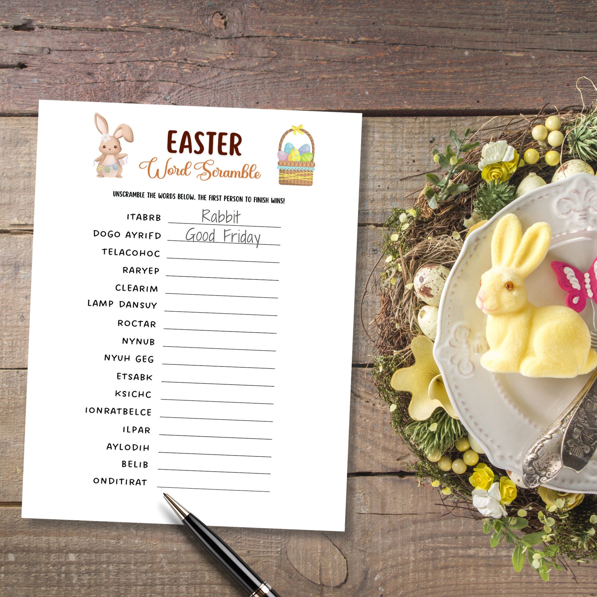 Easter Word Scramble Game Printable, Easter Party Game, Kids Easter Activity, Fun Easter Dinner Game for Adults, Family Game, Classroom Game
