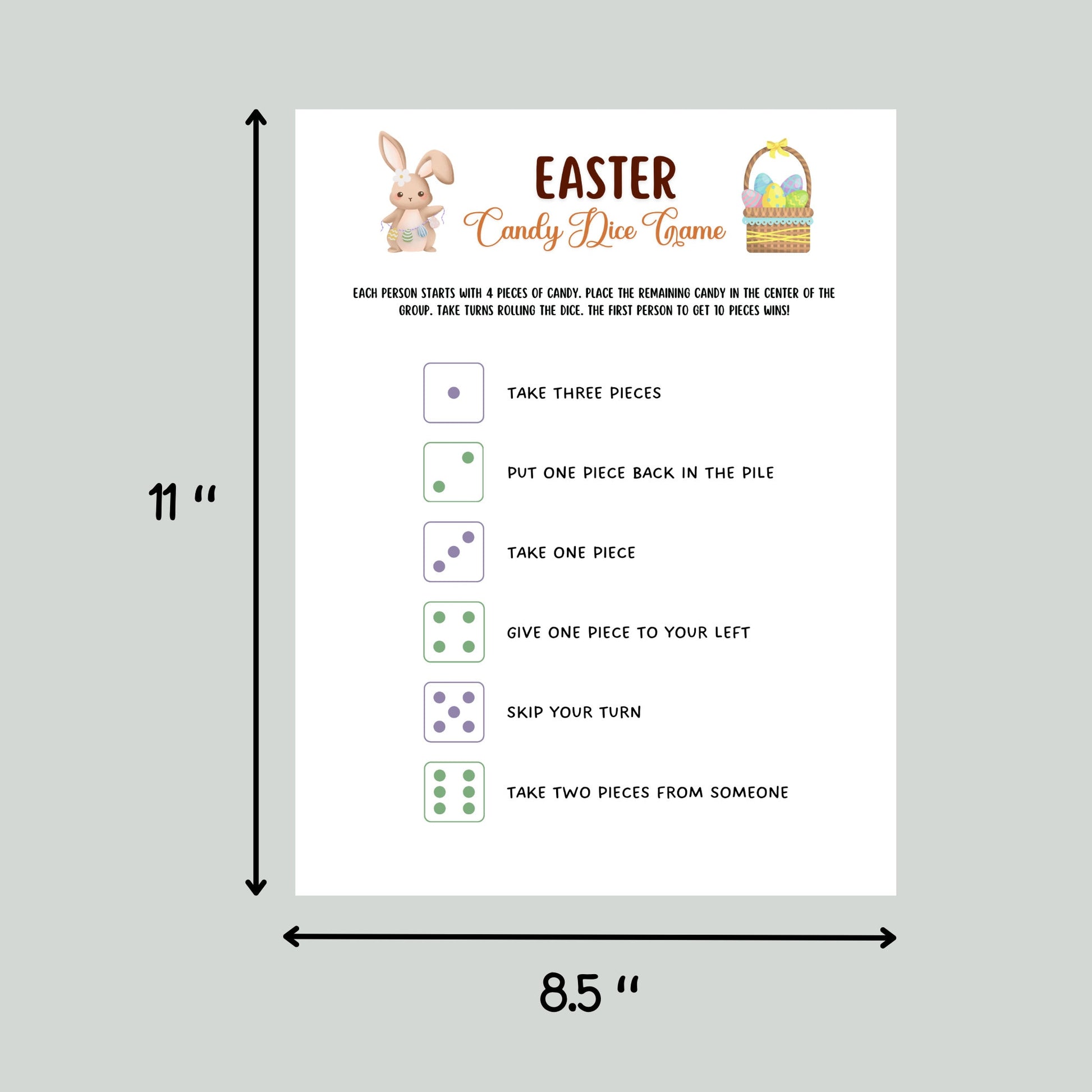 Easter Candy Dice Game Printable, Easter Egg Exchange Party Game, Easter Activity Kids, Easter Dice Game, Family Group Game, Classroom Game